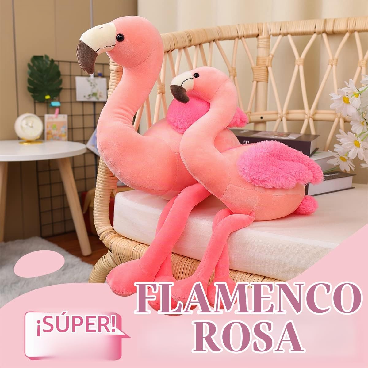 AIXINI Juguetes de peluche de flamenco suave de 19 pulgadas, flamen...