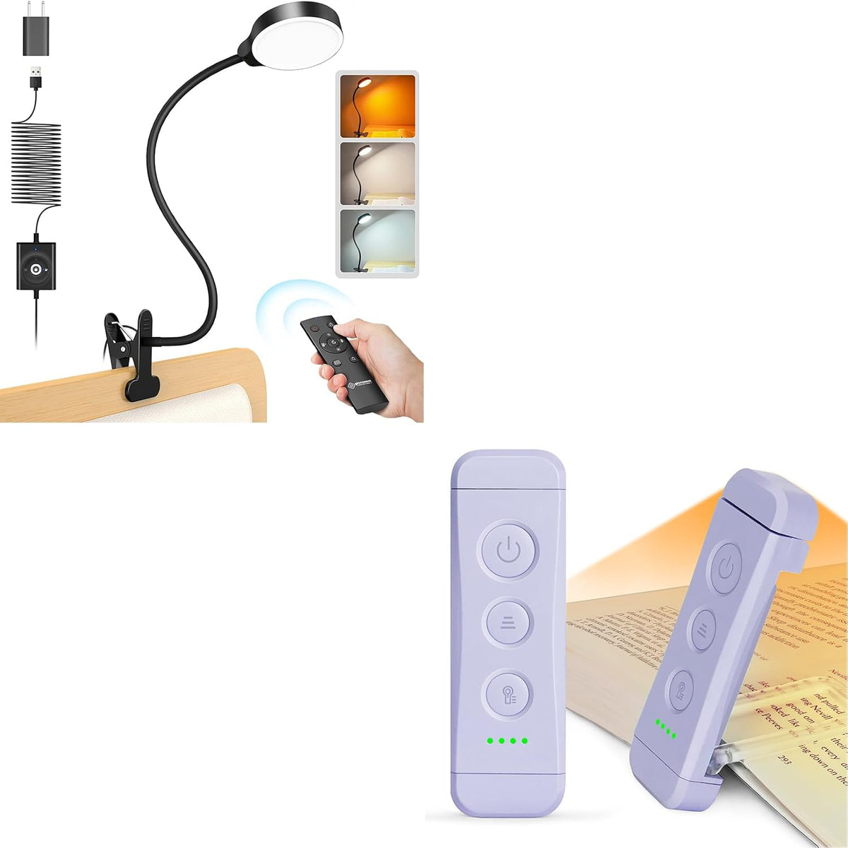 Glocusent Luz con clip y luz de libro para leer en la cama