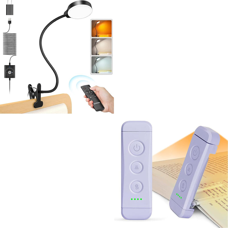 Glocusent Luz con clip y luz de libro para leer en la cama