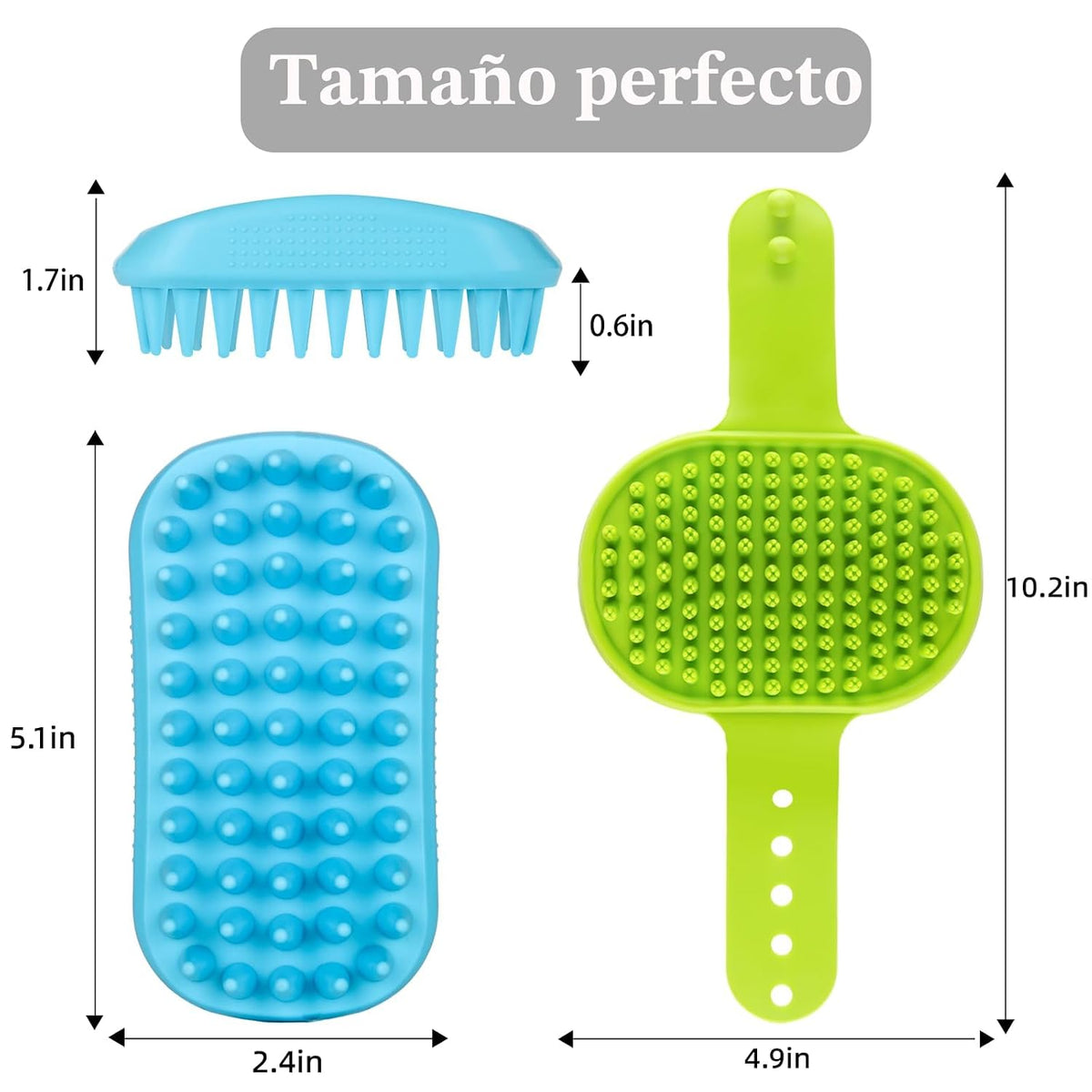 Juego de 2 cepillos de baño para perros | Mango ajustable, cepillo...