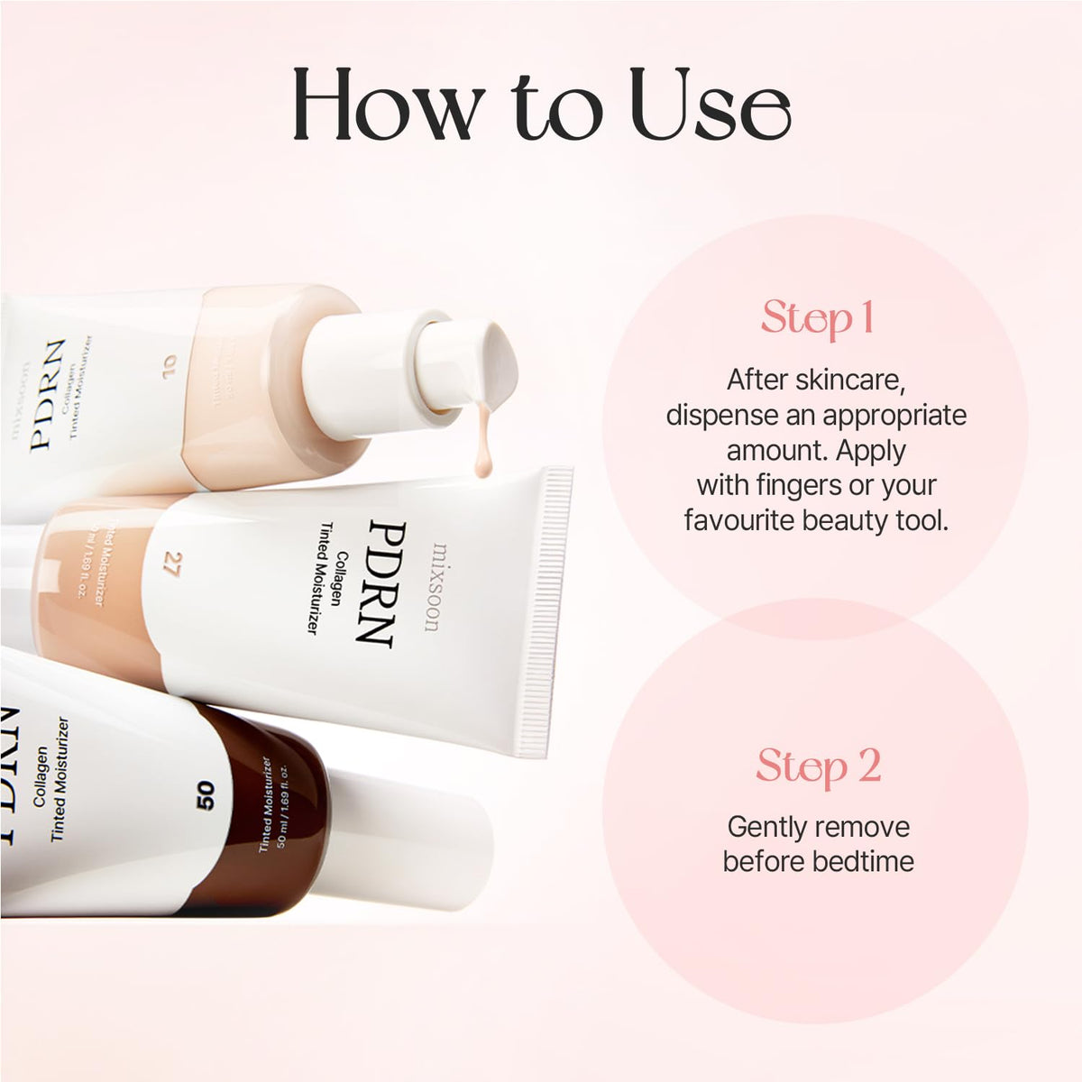 mixsoon PDRN Crema hidratante teñida con colágeno, base infundida p...