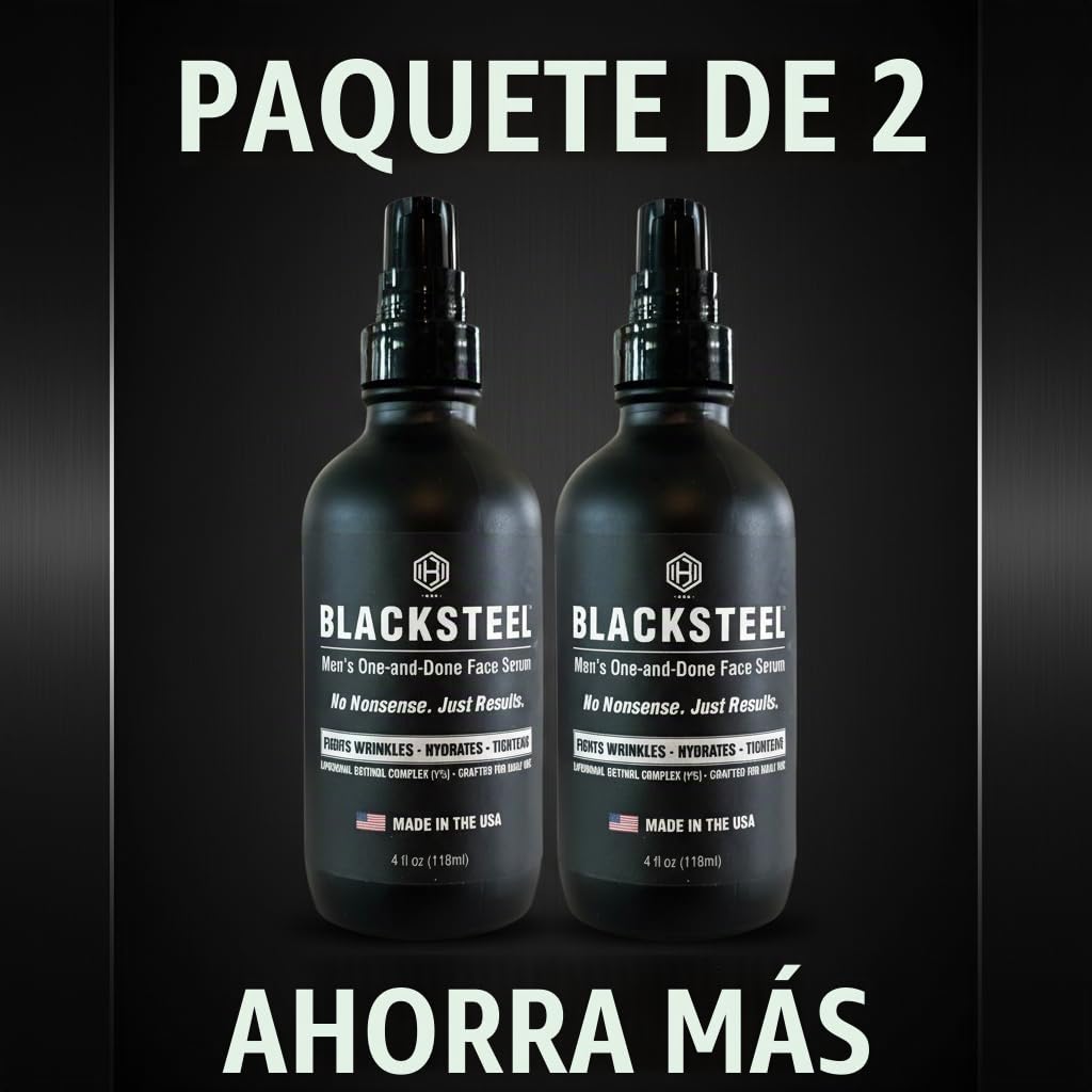 BLACKSTEEL Suero facial antienvejecimiento para hombres con retinol...