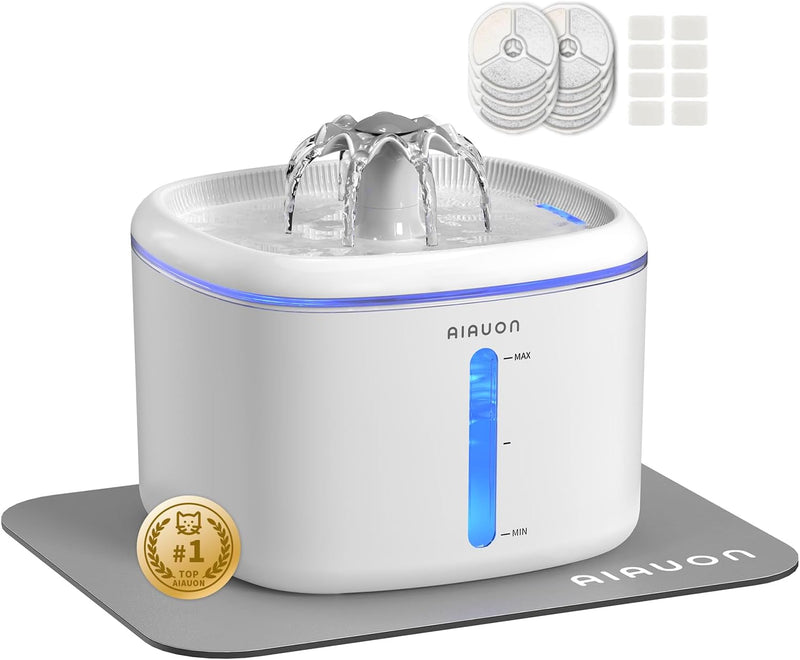 AIAUON Fuente de agua para gatos de 84 oz\/2.5 L, dispensador autom...