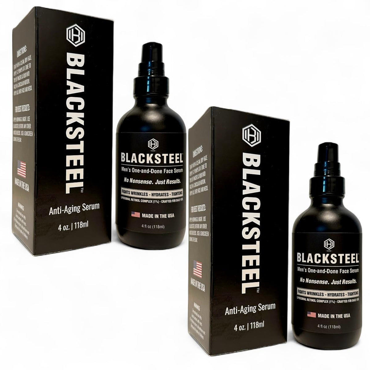 BLACKSTEEL Suero facial antienvejecimiento para hombres con retinol...
