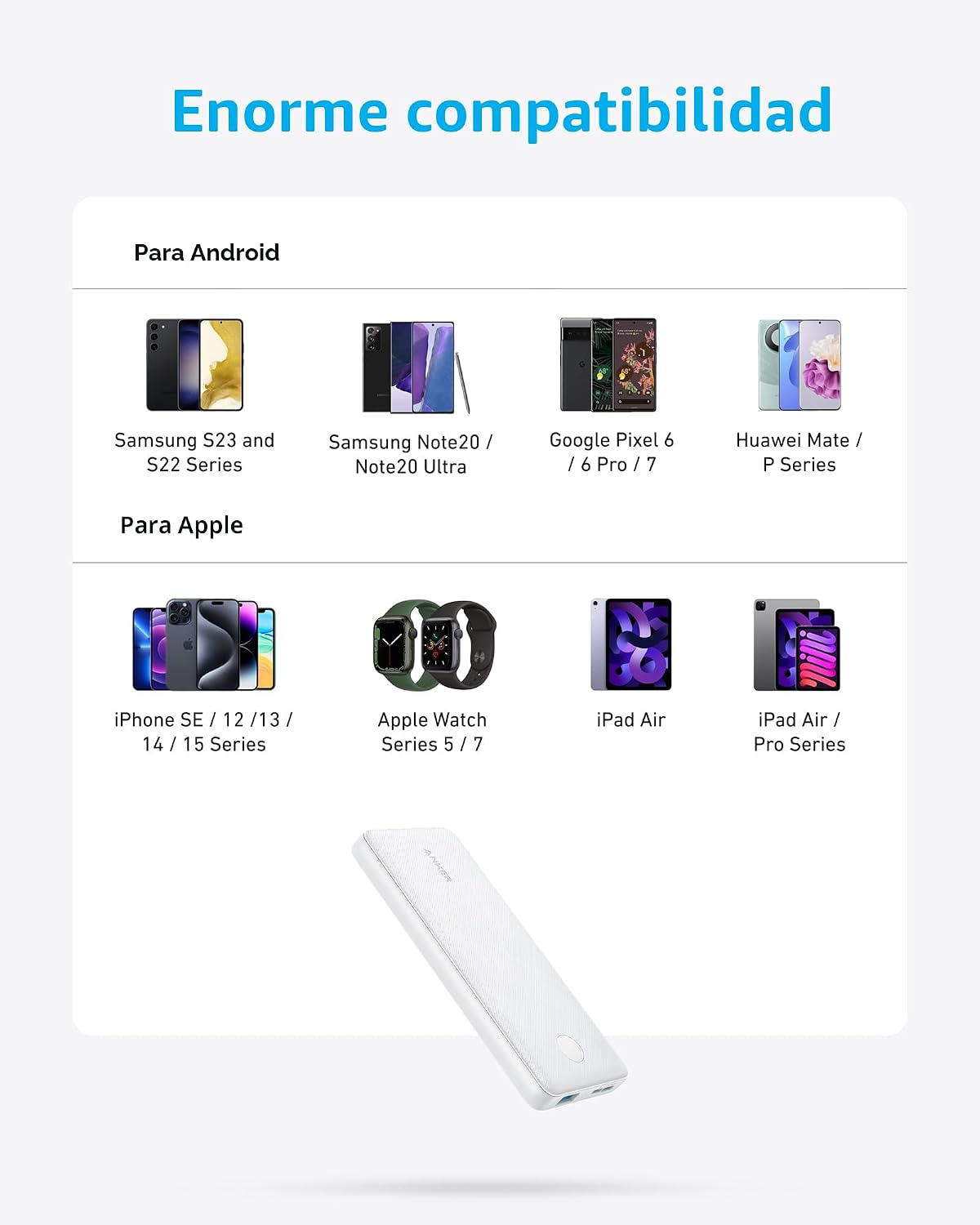 Anker Power Bank, cargador portátil de 10,000 mAh, batería PowerIQ...