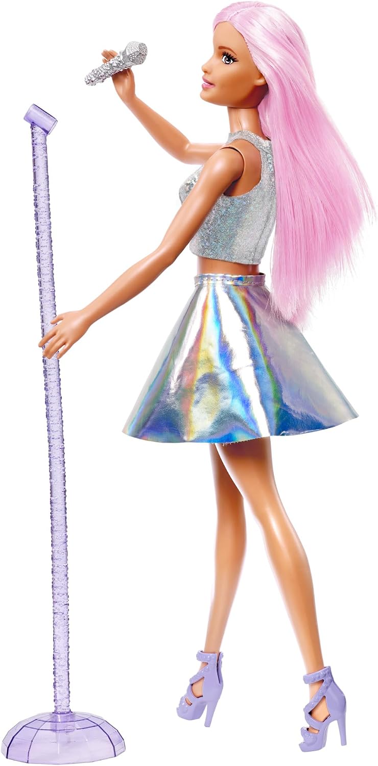Barbie Pop Star Doll | Vestido con falda iridiscente con micrófono...