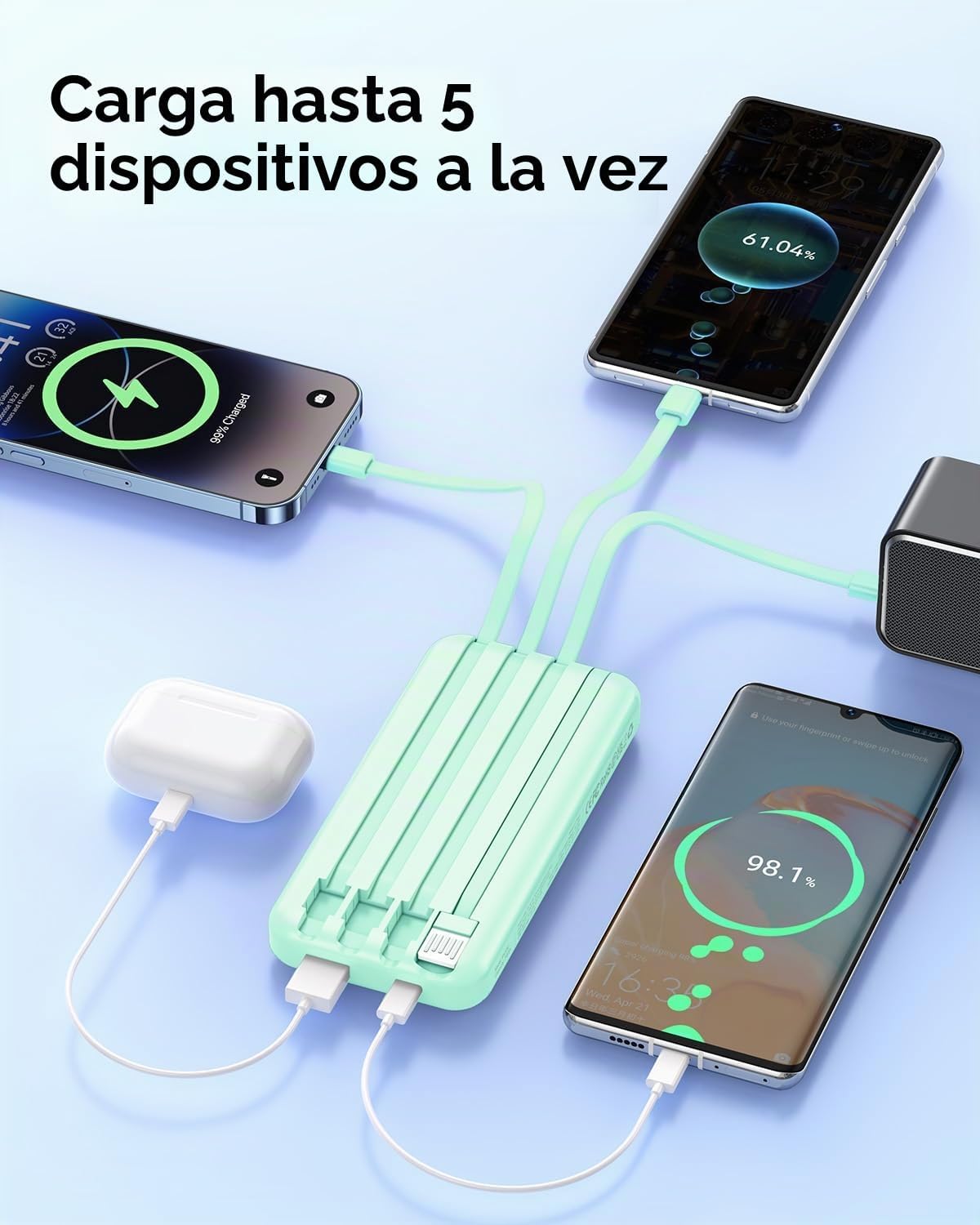 Banco portátil del poder del cargador con el cable incorporado 2000...