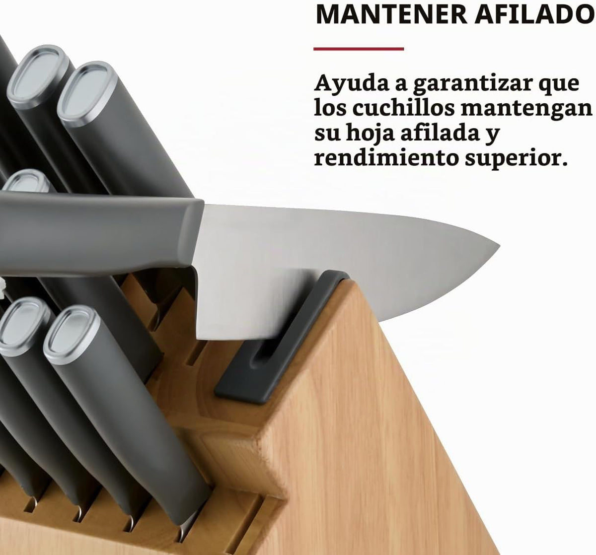 KitchenAid Juego de bloques de cuchillos naturales clásicos con afi...