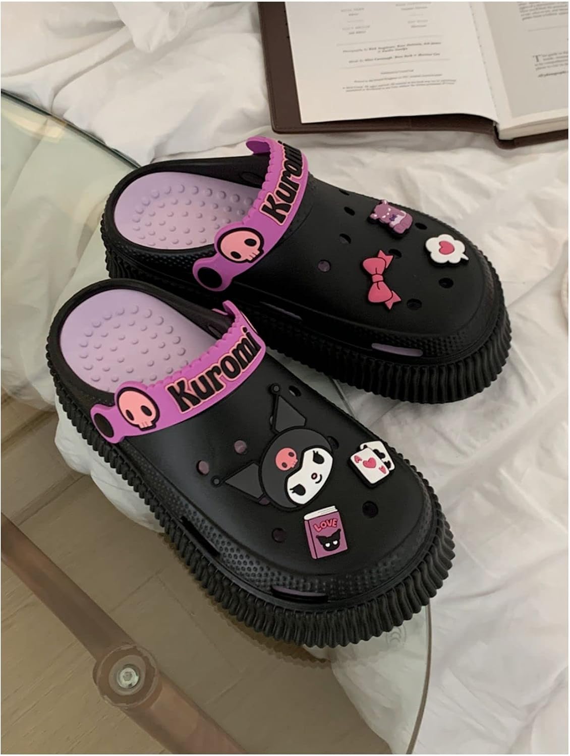 CEINOM Lindas pantuflas de dibujos animados Kuromi pantuflas Kawaii...