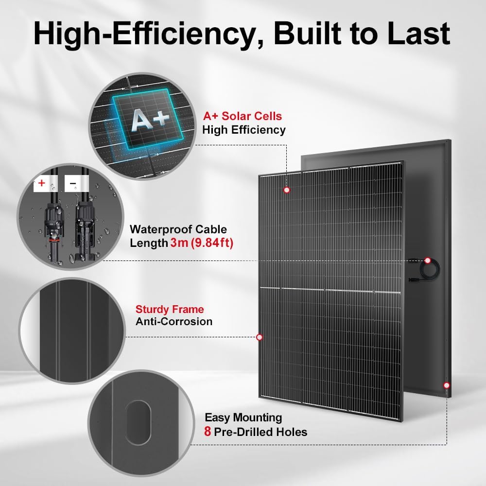 DOKIO - Paneles solares de 800 W, paquete de 2 unidades de 400 W, 3...