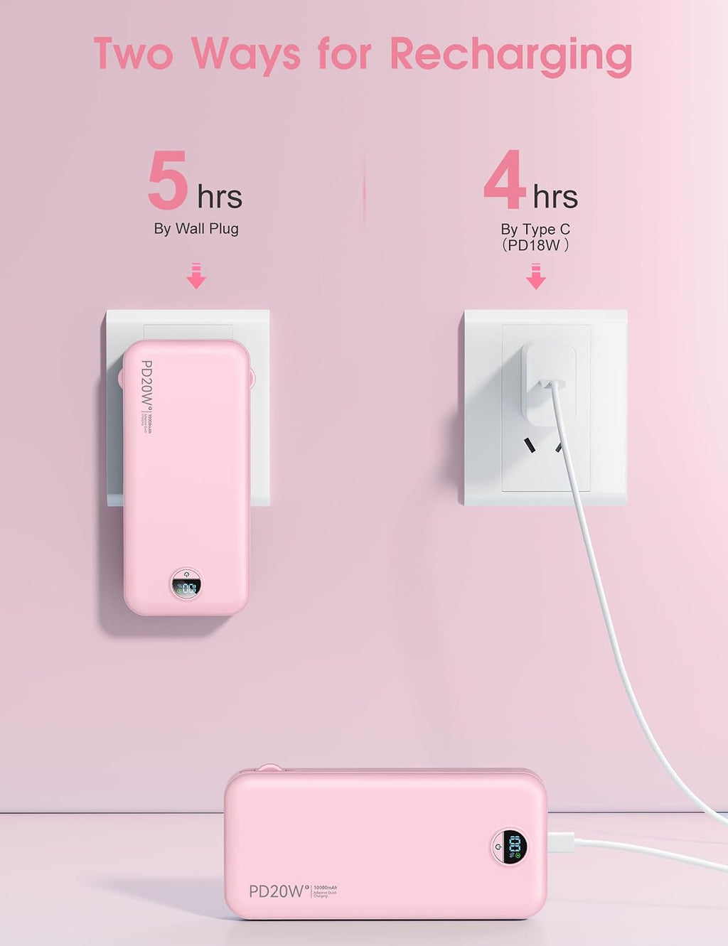 Cargador portátil citicr 10000mAh PD20W con cables integrados y enc...