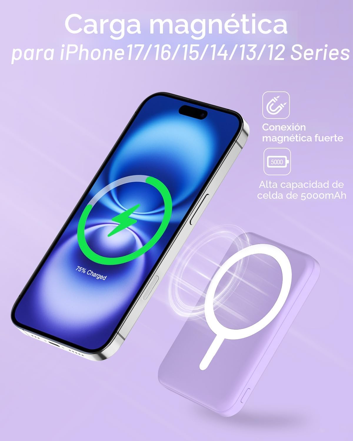podoru para MagSafe Power Bank 5000mAh, cargador portátil magnético...