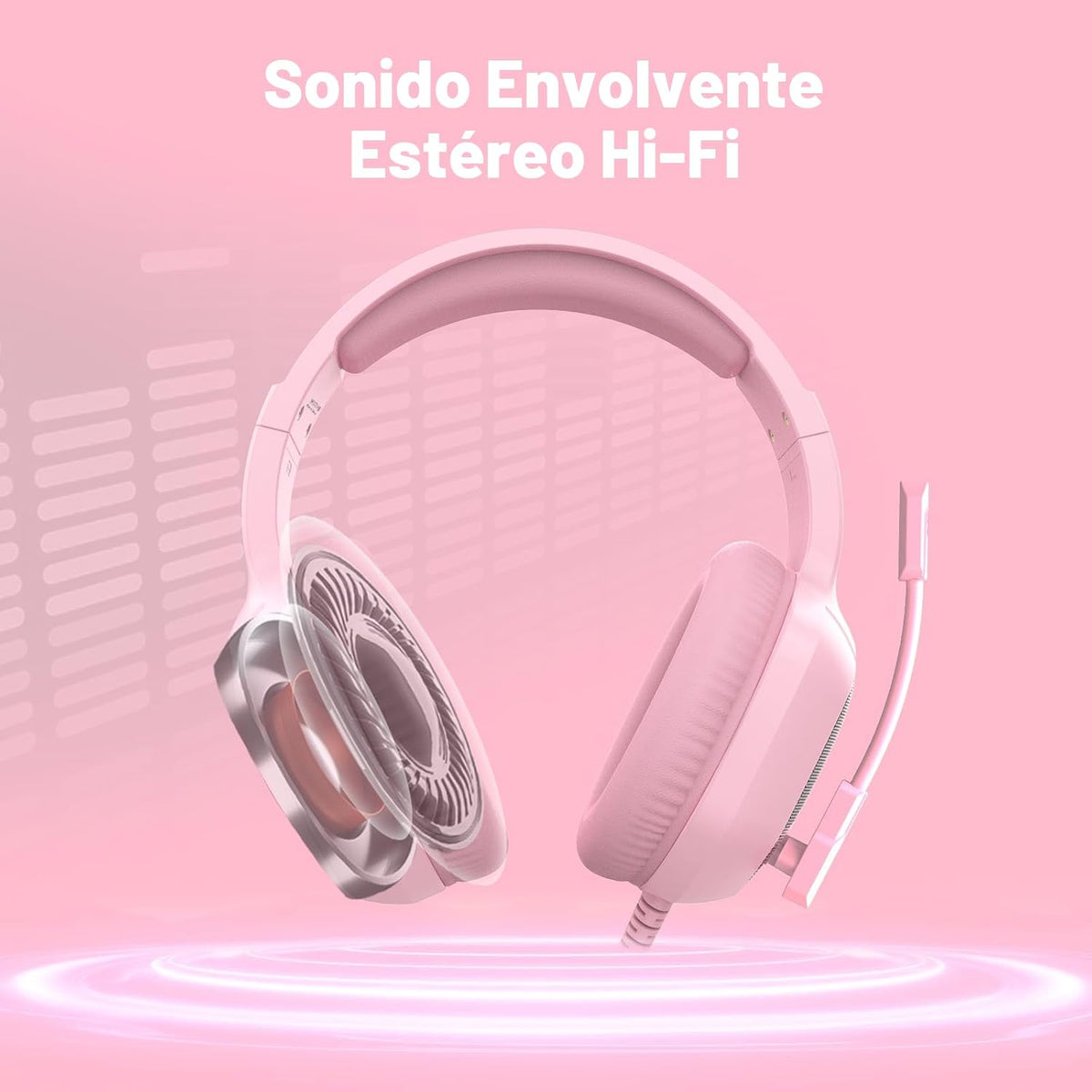 IMYB A36 Auriculares para juegos rosas con micrófono estéreo para P...