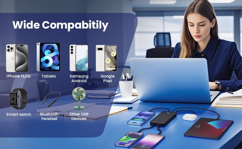 Cargador portátil de 40800 mAh con 3 cables integrados, carga rápid...