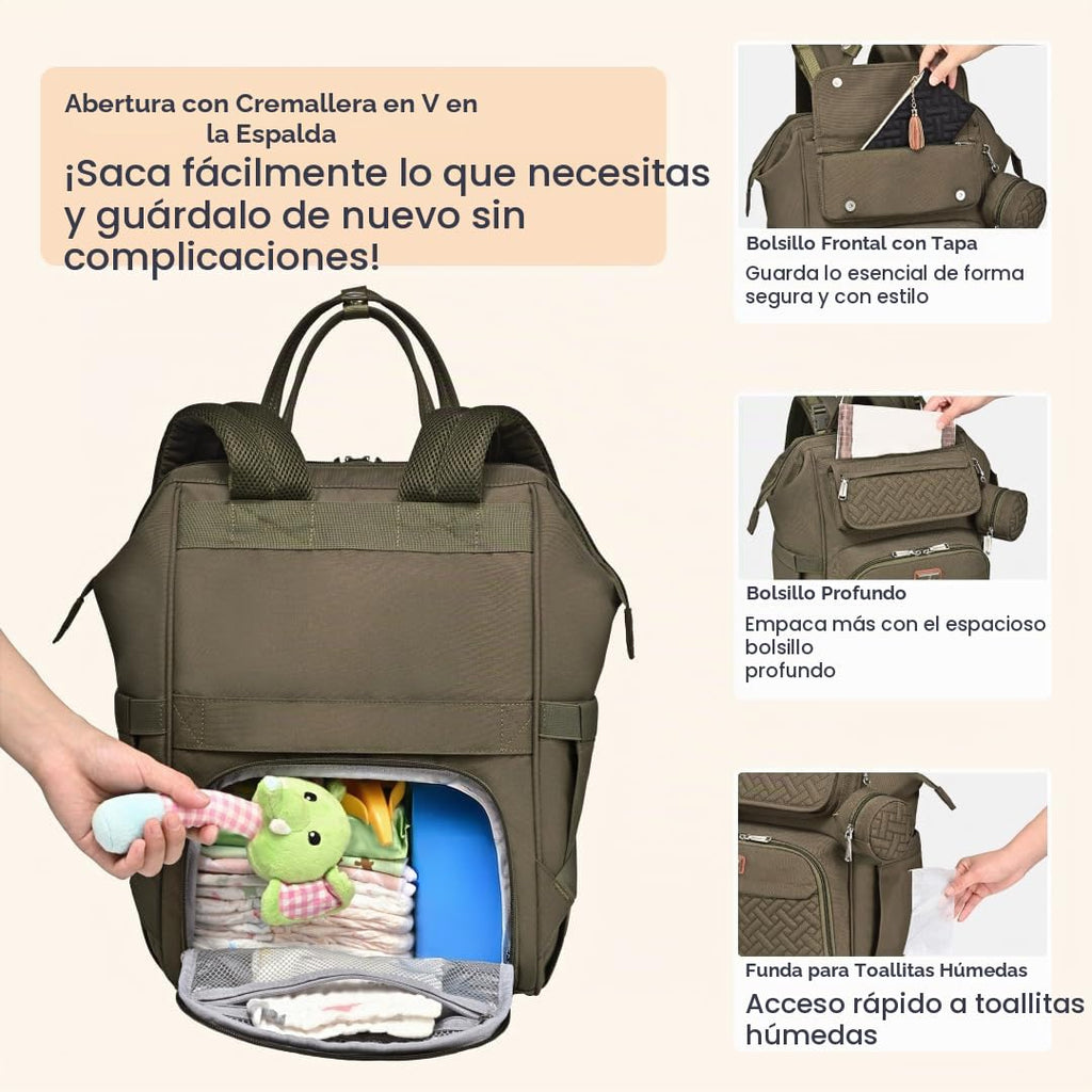 BabbleRoo Mochila para pañales, bolsa cambiadora de pañales multifu...
