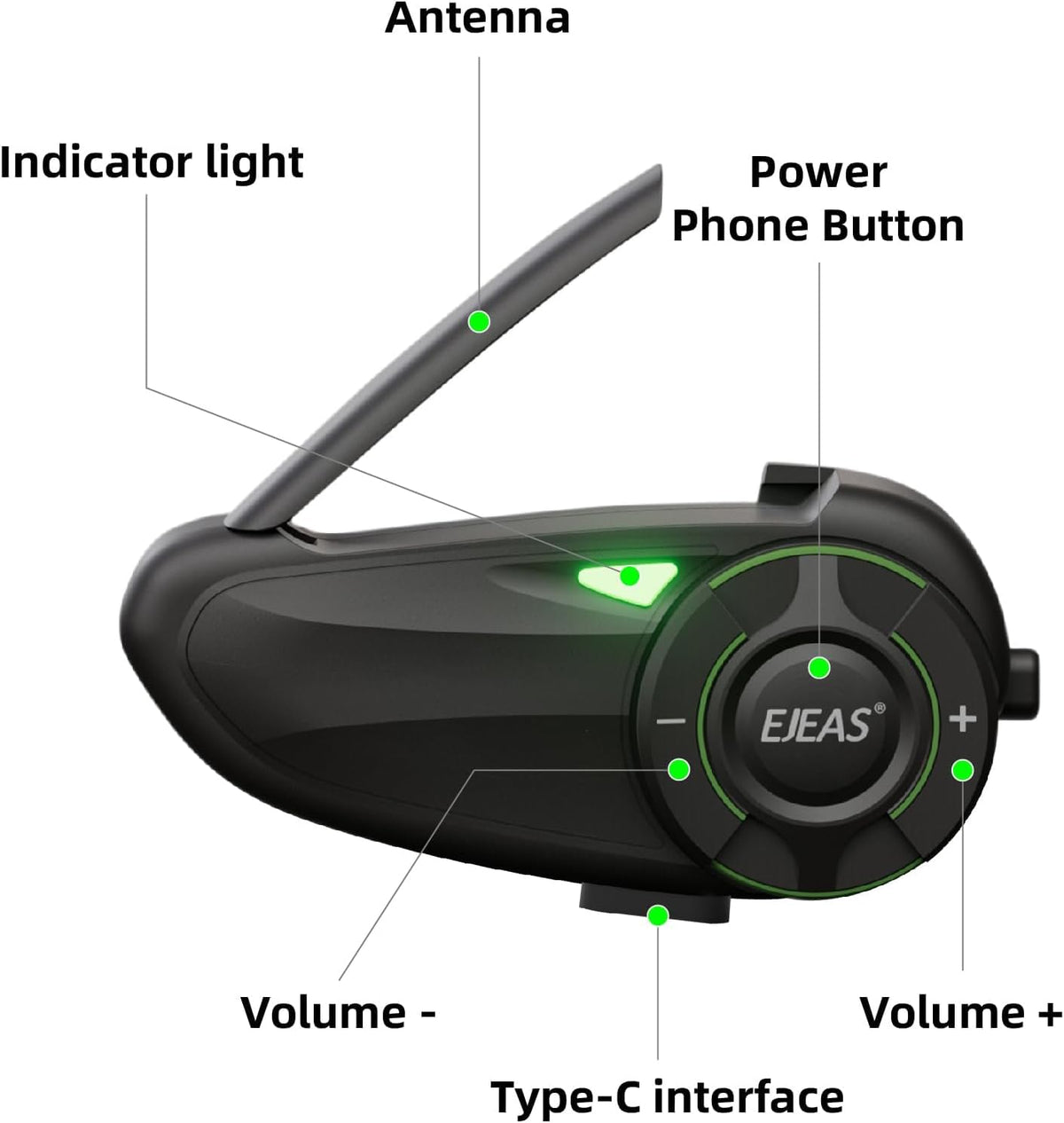 EJEAS Q8 Malla Bluetooth Casco Intercomunicador Auriculares 1 Pack...