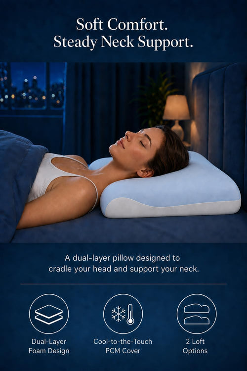Almohada de espuma viscoelástica, funda de enfriamiento, soporte er...