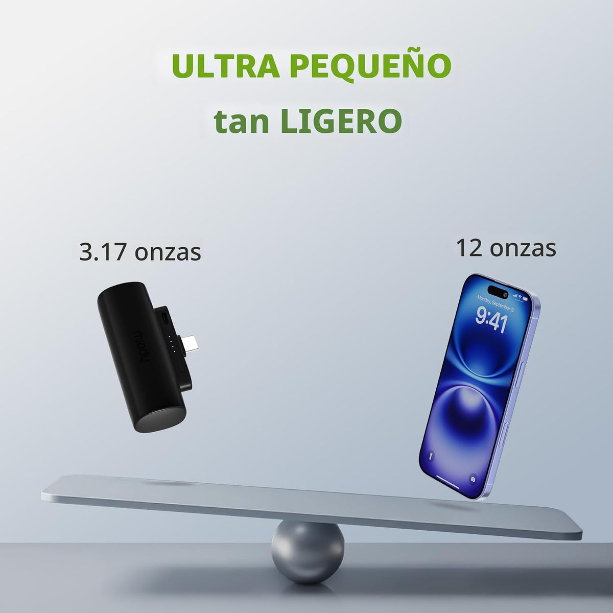Miady Paquete de 2 mini cargadores portátiles incorporados USB C co...