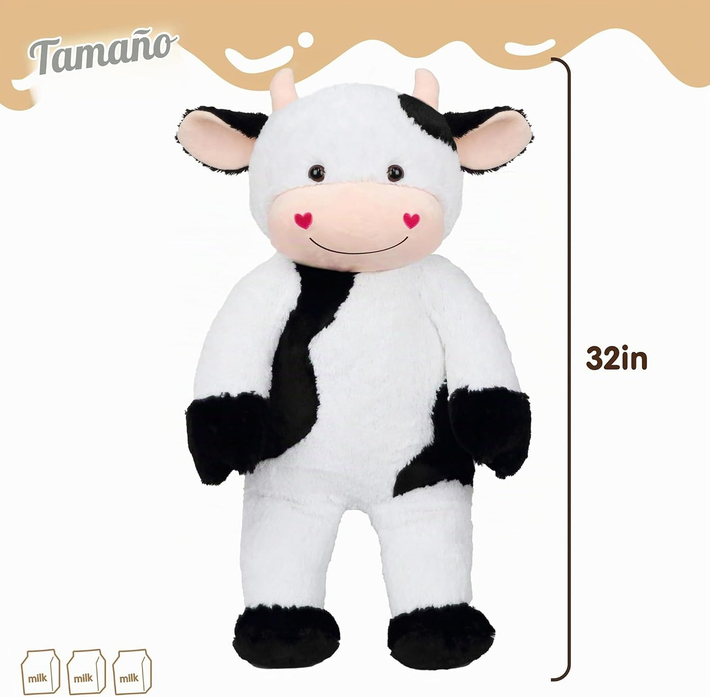 Cudhug - Vaca grande de 32" de peluche, juguete gigante de vaca...
