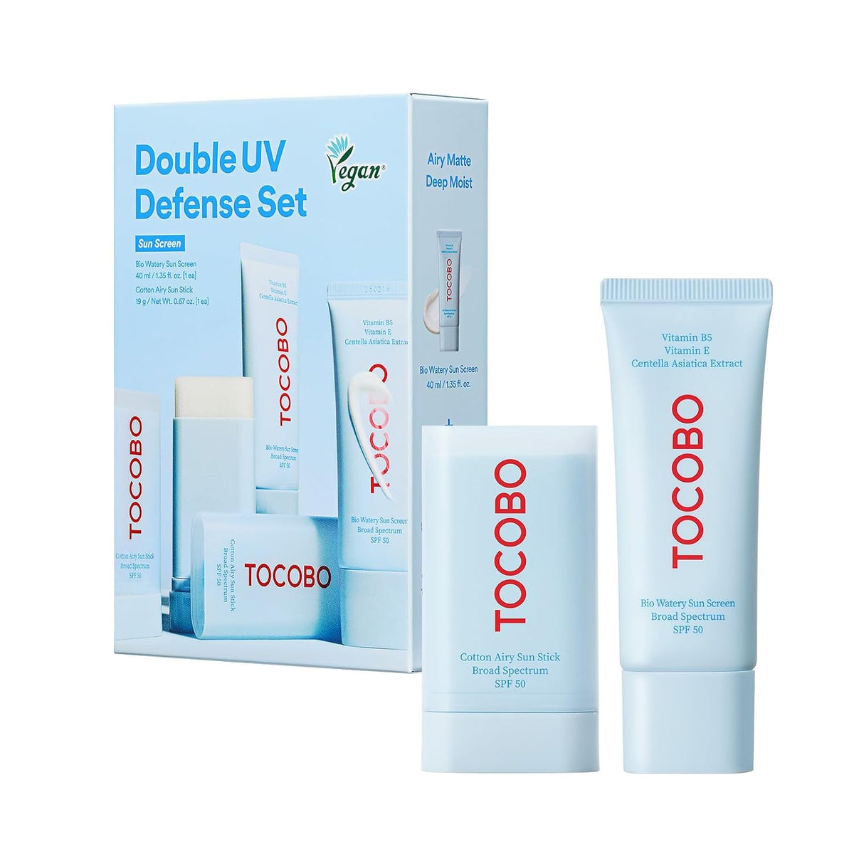 TOCOBO Korean Suncare Dual UV Set (Cotton Airy Sunstick+Bio Watery...
