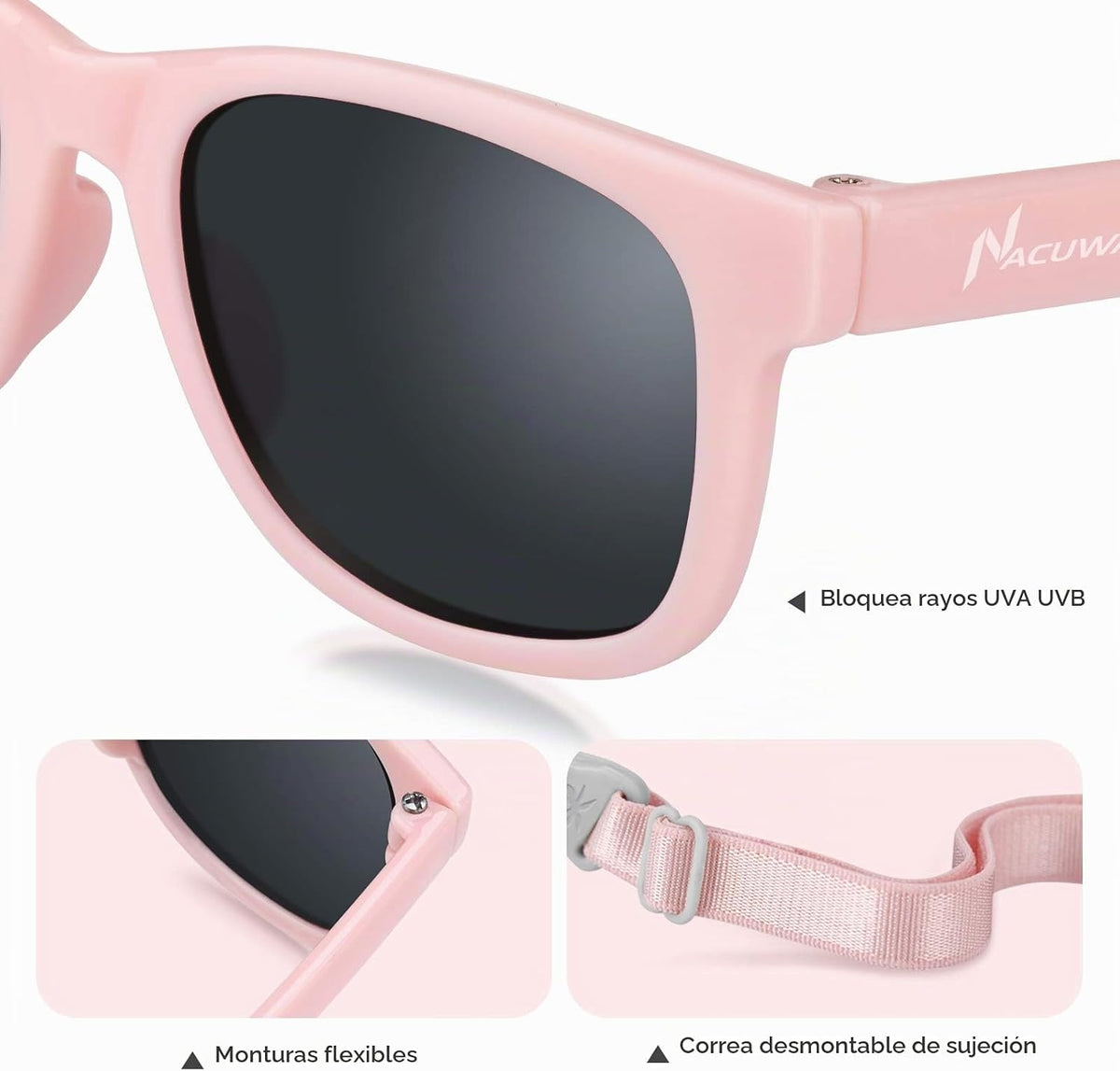 Nacuwa Gafas de sol para bebé, 100% a prueba de rayos UV, para bebé...