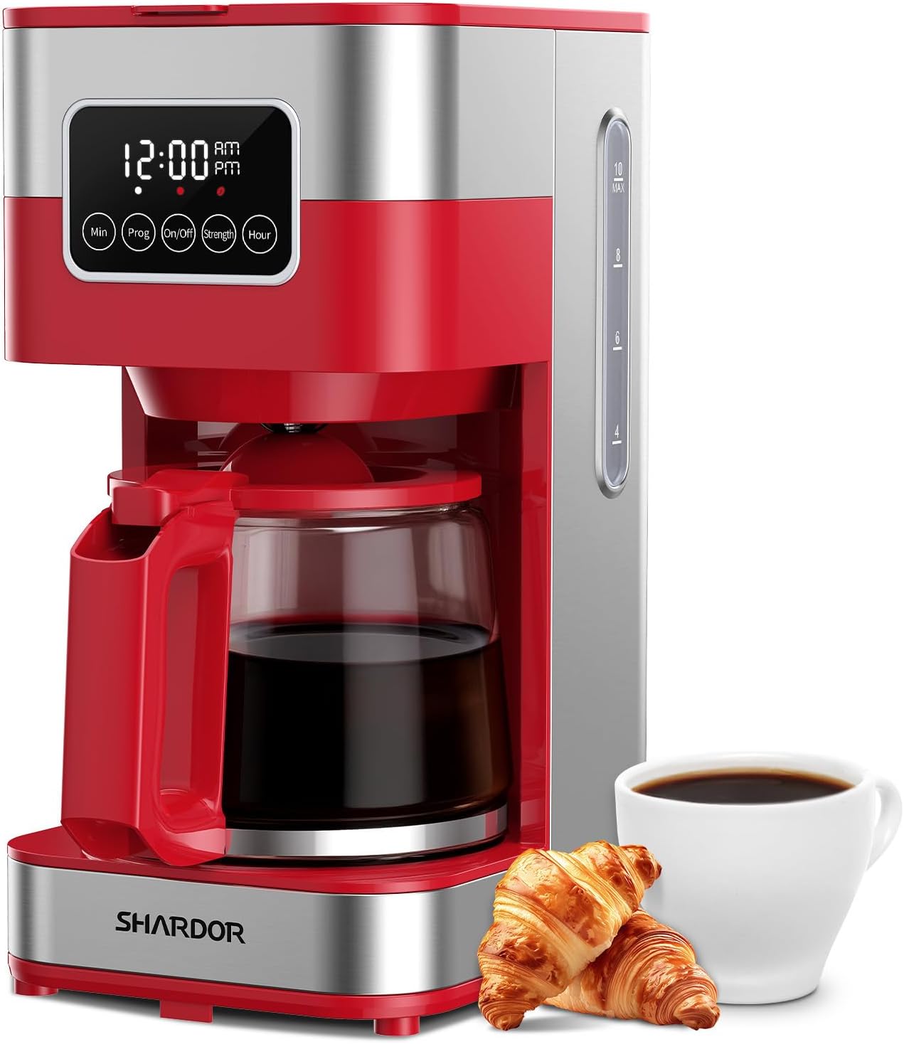 SHARDOR Cafetera programable de 10 tazas, cafetera de goteo regular y fuerte para el hogar y la oficina, apagado automático, filtro permanente