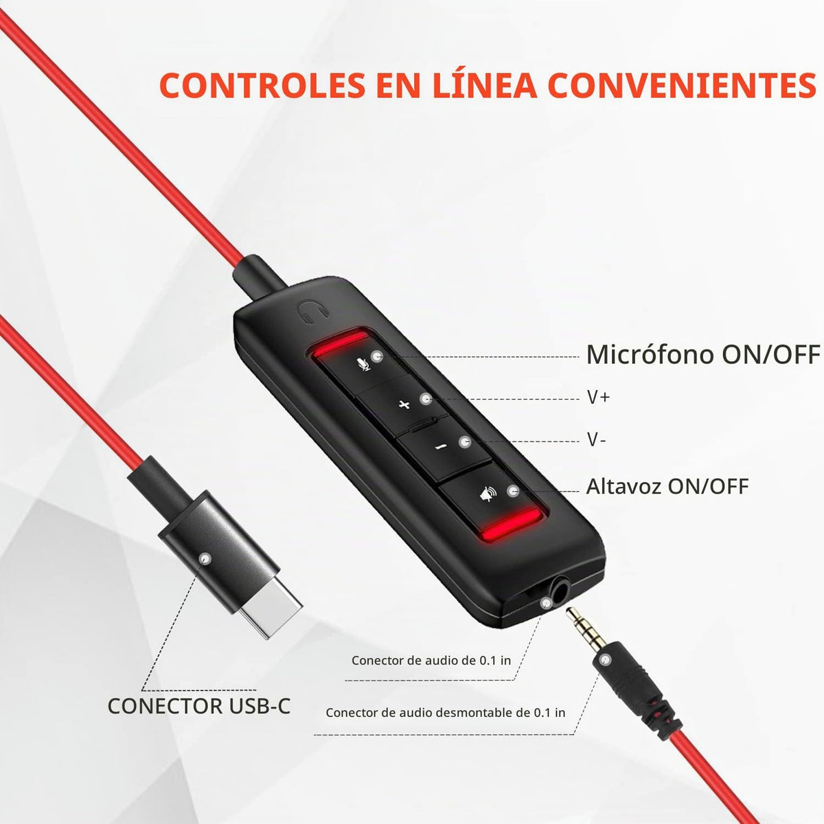 NUBWO HW02 USB C\/0.1 in Auriculares con micrófono para portátil, t...