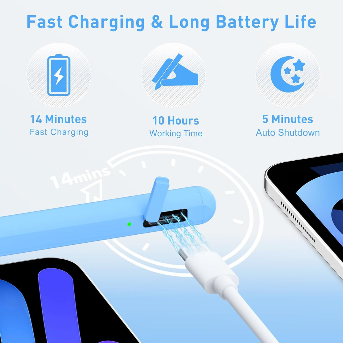Uogic Lápiz capacitivo para nuevo iPad M4\/M2, Bluetooth, rechazo d...