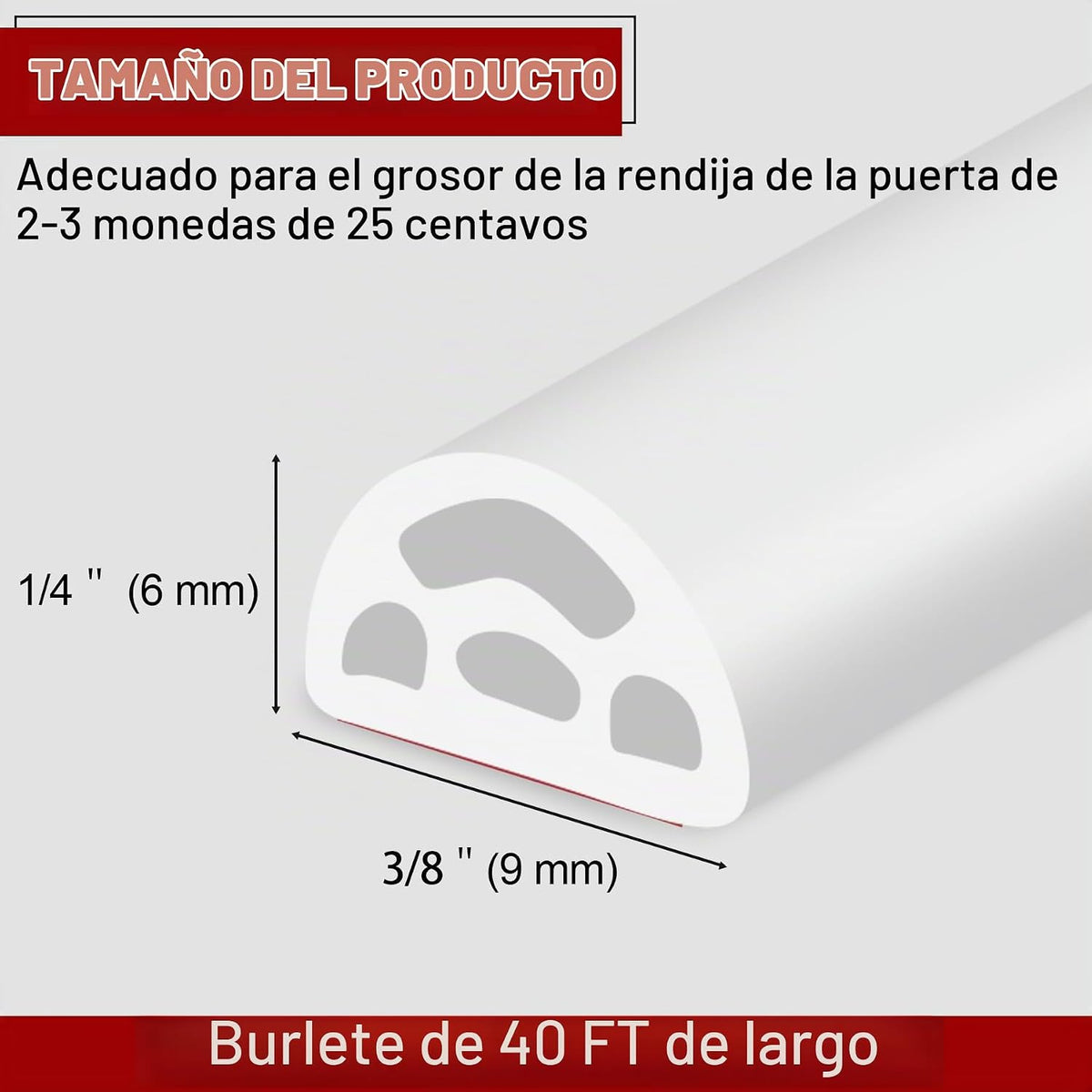 40 pies de burlete de goma EPDM para puertas y ventanas, sello de g...