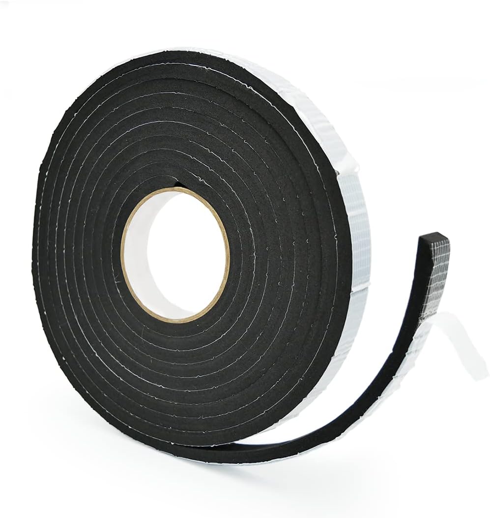 Alenor EPDM Cinta aislante de espuma negra autoadhesiva de 1\/3 x 1...