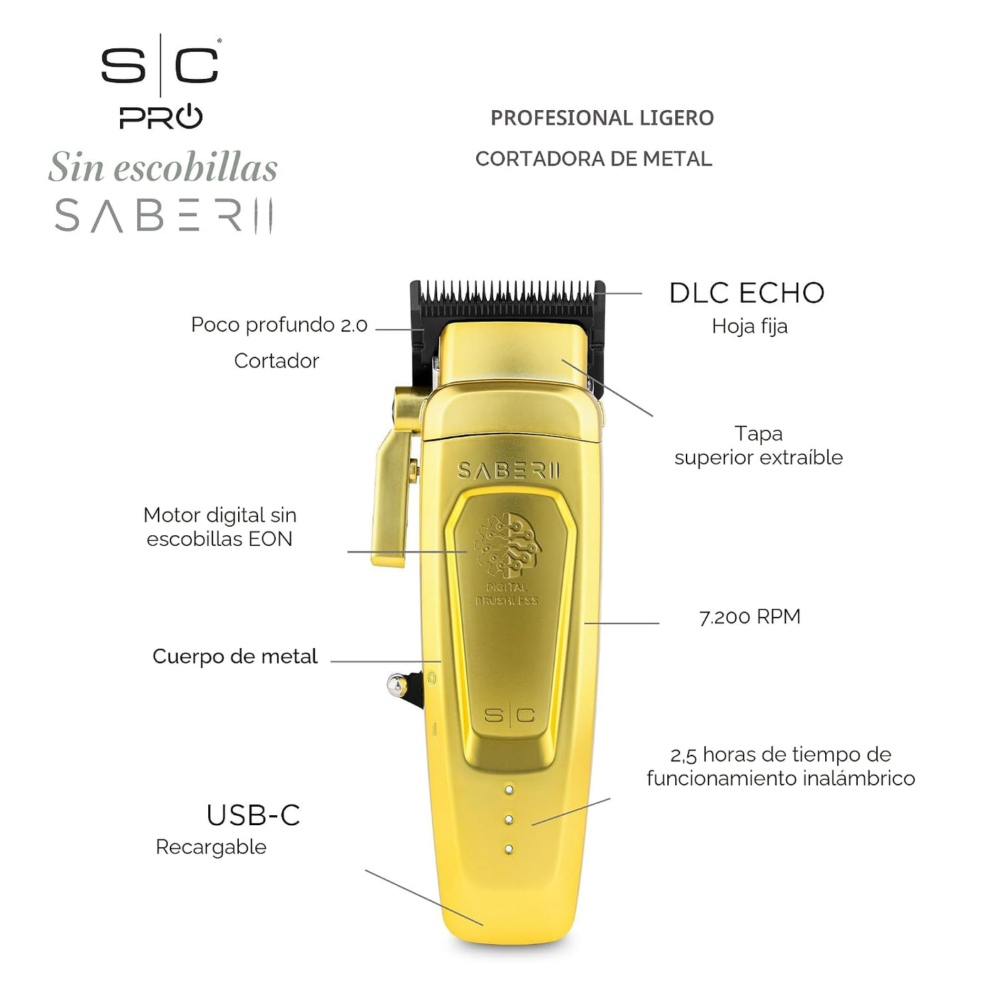 Stylecraft Sabre 2 Cortapelos profesional inalámbrico con motor sin...