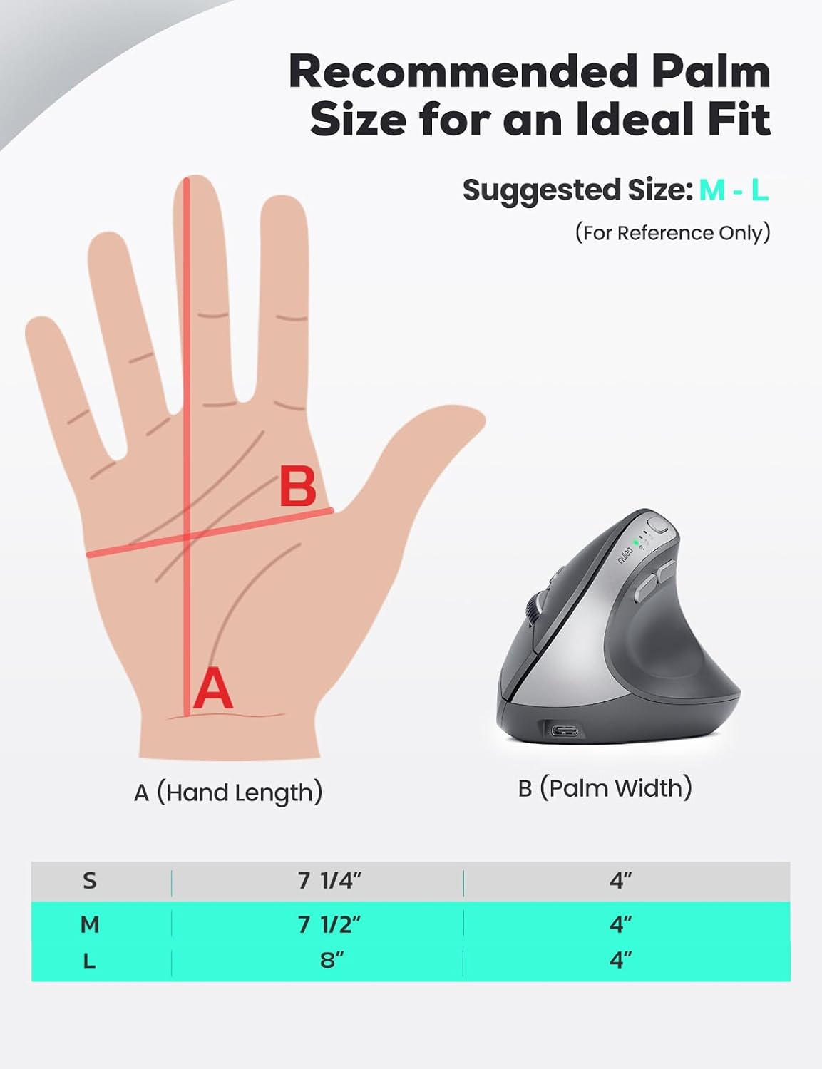 Nulea MD280 - Ratón inalámbrico vertical ergonómico, Bluetooth y mo...
