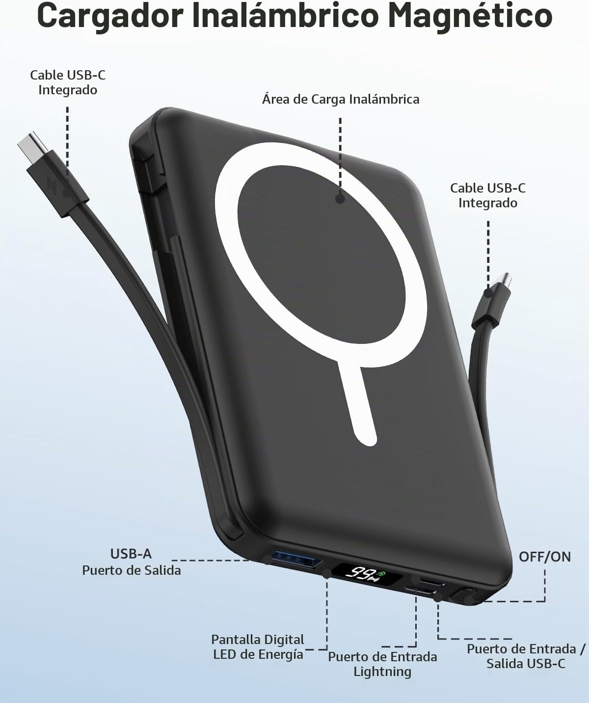 Gawegar para cargador portátil MagSafe, banco de energía magnético...