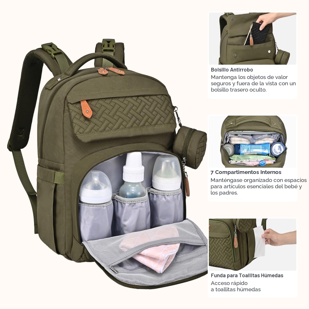 BabbleRoo - Mochila para pañales unisex con cambiador, funda para c...
