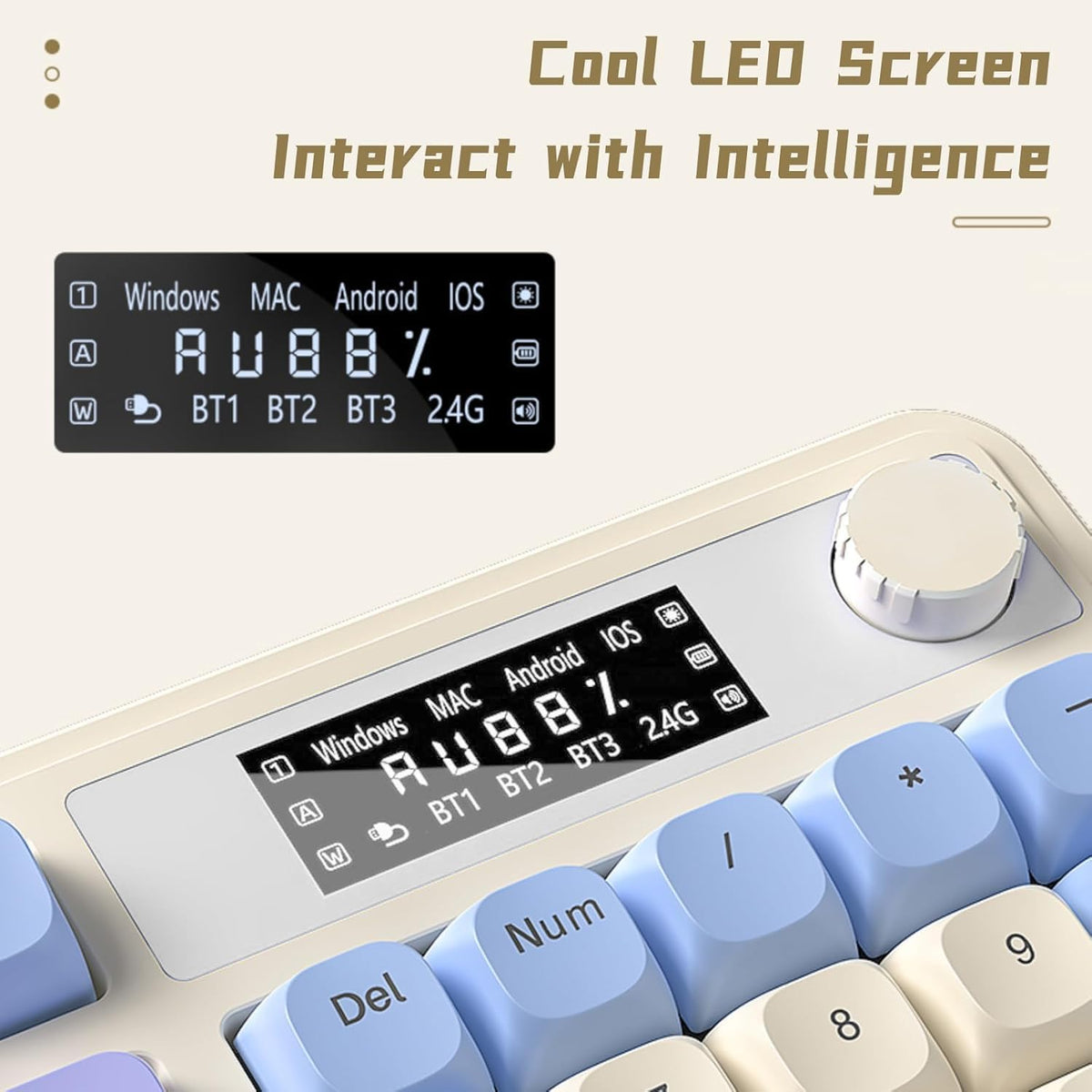 Teclado para juegos AULA S99 Pro, lindo teclado cremoso con pantall...