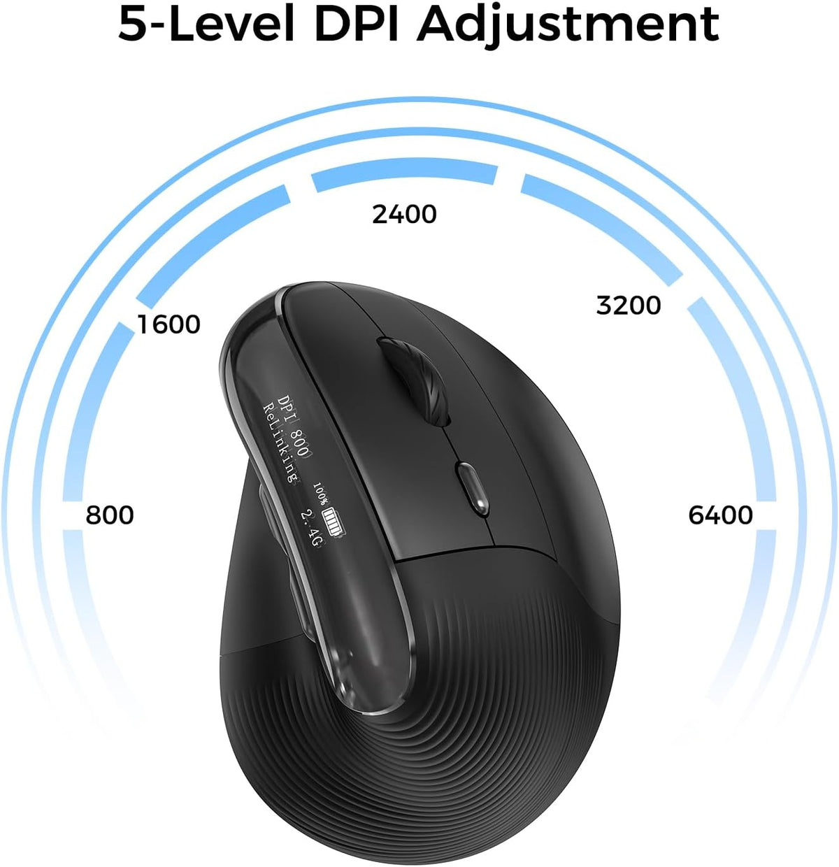 JKEAST Ratón ergonómico inalámbrico con pantalla, mouse vertical Bl...