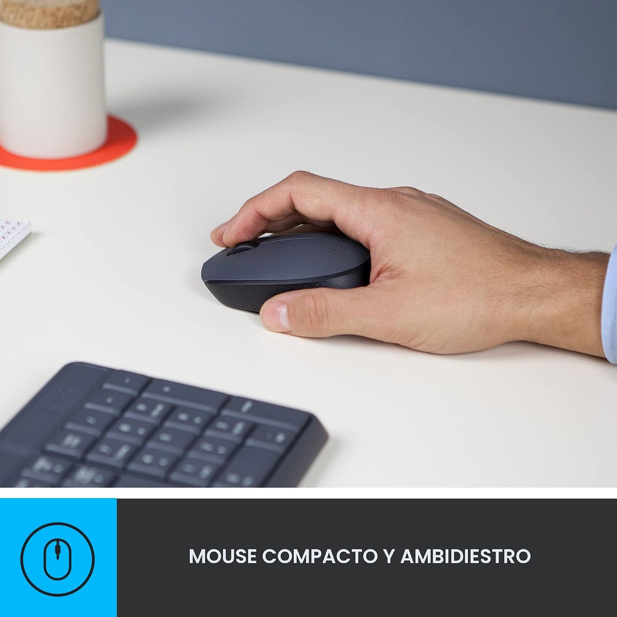 Logitech Teclado y mouse inalámbrico MK235 | Teclado de tamaño comp...