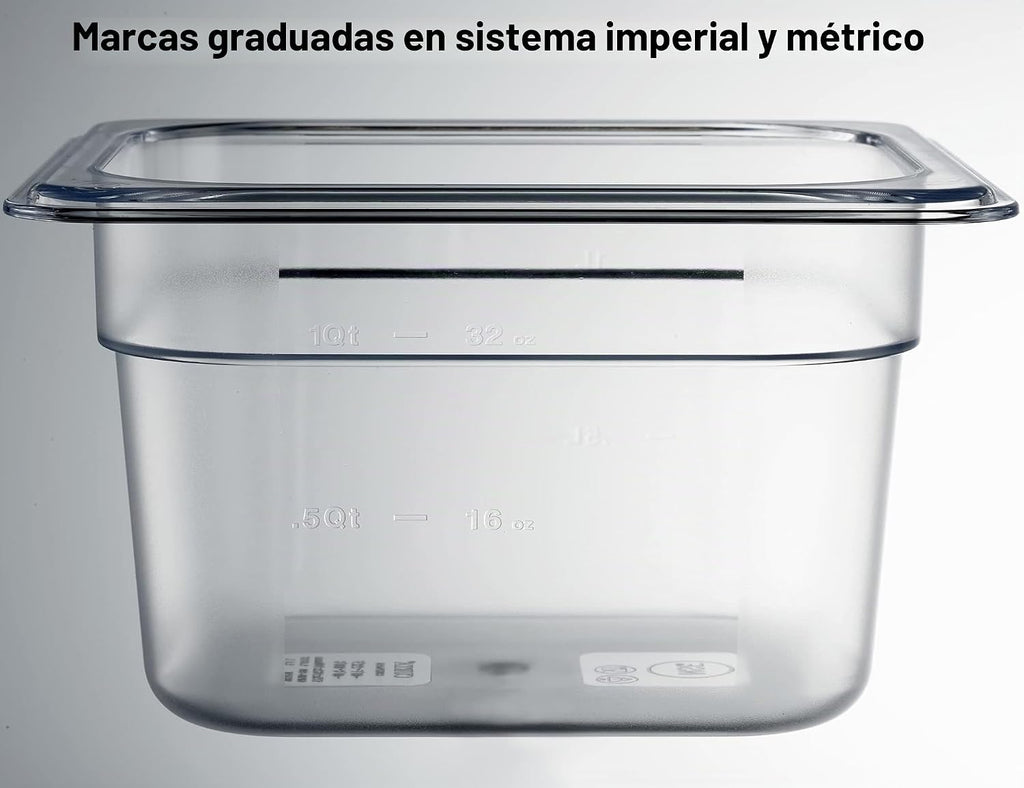 CURTA Paquete de 6 Recipientes para Alimentos de Policarbonato NSF...