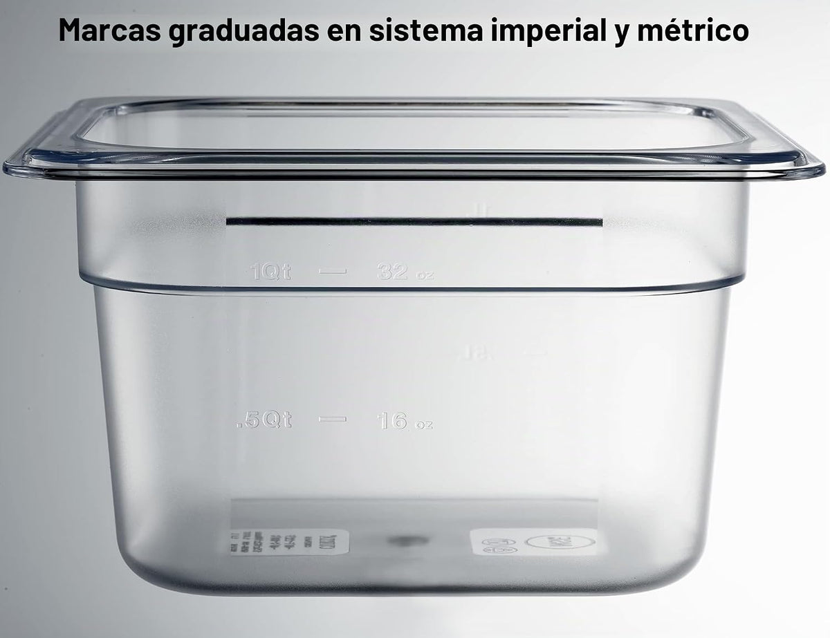 CURTA Paquete de 6 Recipientes para Alimentos de Policarbonato NSF...