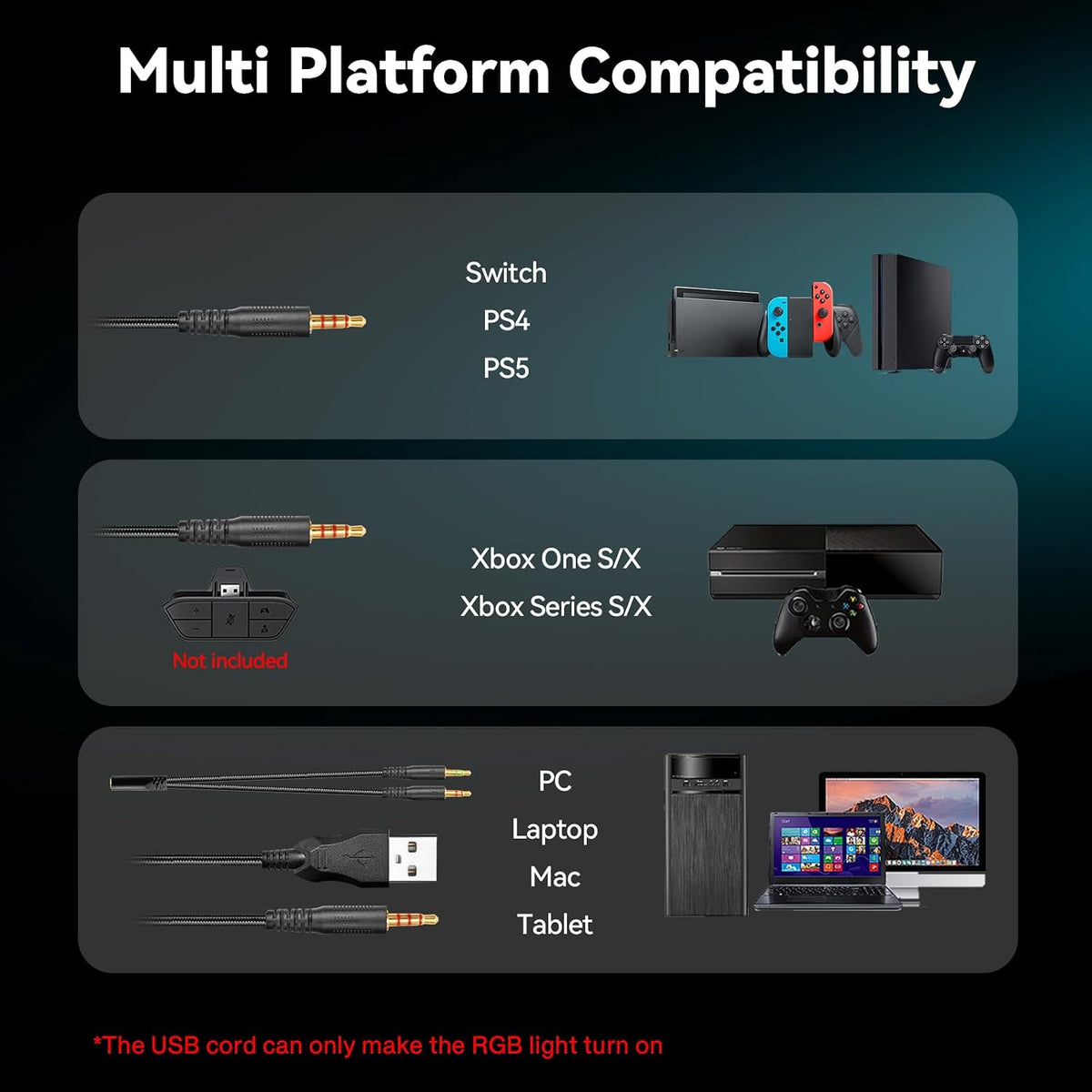 IMYB A36 Auriculares para juegos con micrófono estéreo para PC PS5,...