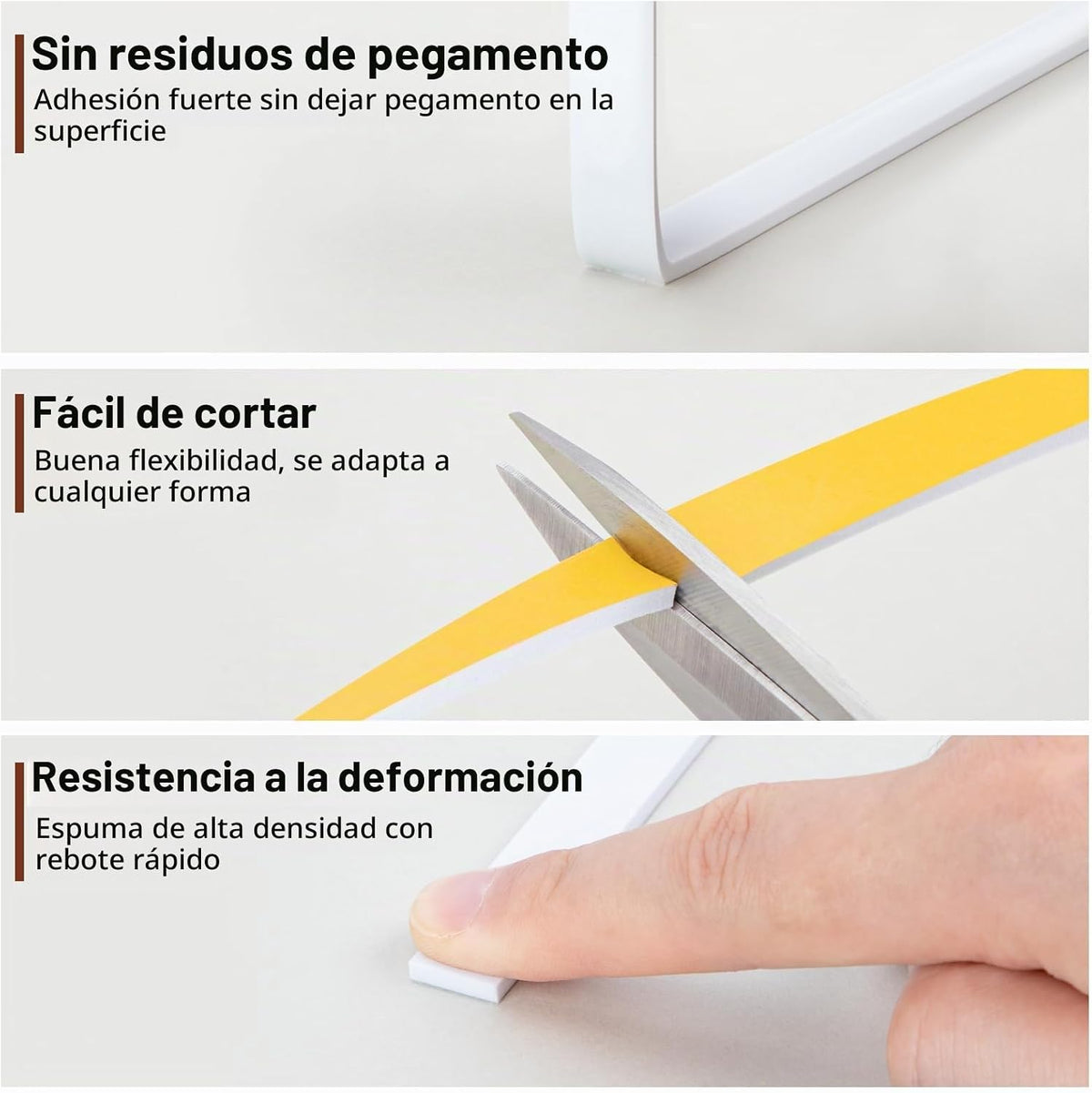 Yotache 3 rollos de cinta adhesiva de espuma blanca para aislamient...