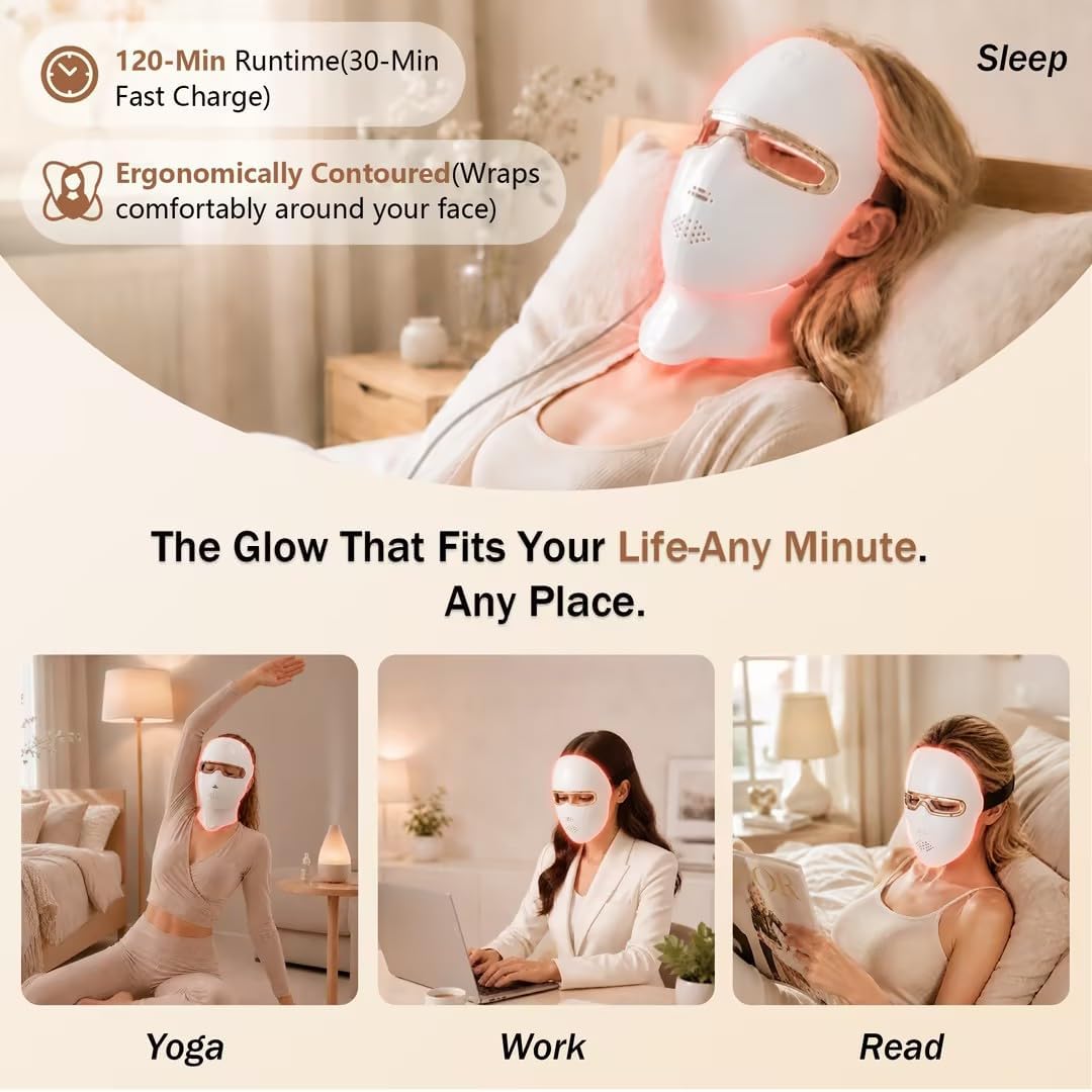 Aimilove Máscara de terapia de luz roja para cara, 850nmNIR trata e...