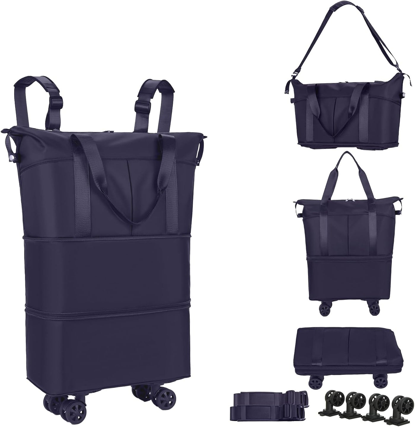 NiceUU Bolsa de lona rodante de viaje con ruedas removibles, equipa...