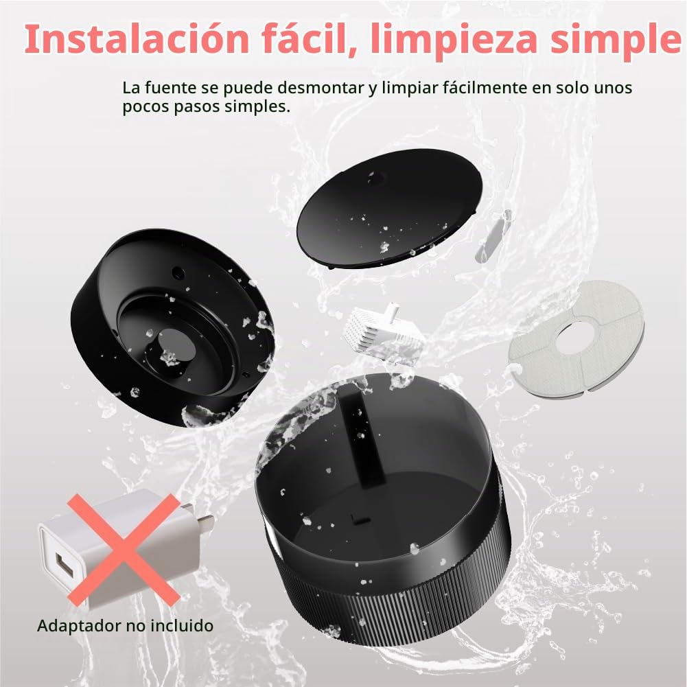 beQ Fuente de agua para gatos, dispensador de agua ultra silencioso...