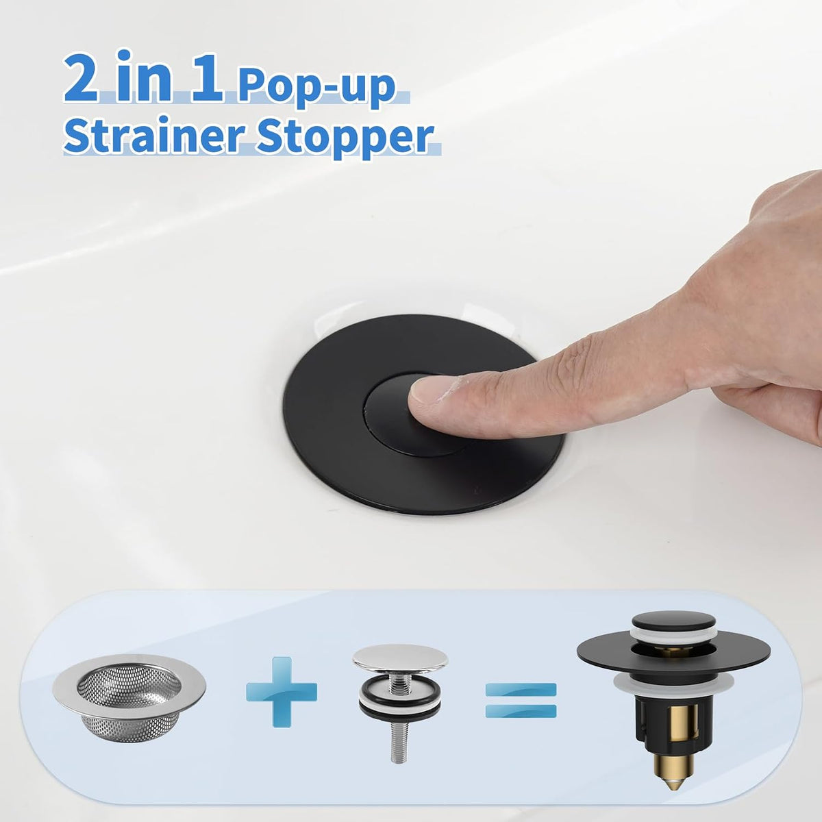 iFealClear Paquete de 2 tapones universales de metal para fregadero...