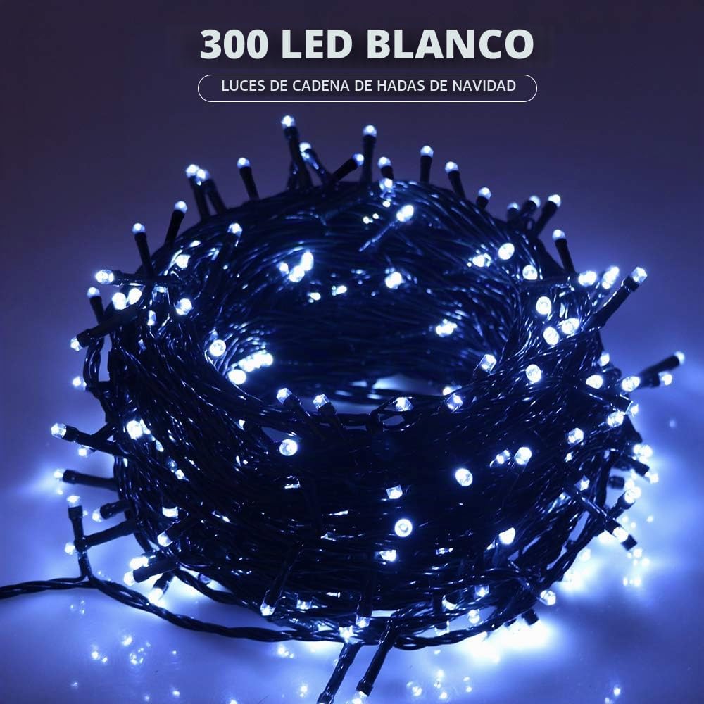 MZD8391 Tira de luces de Navidad de 105 pies, 300 luces LED para in...