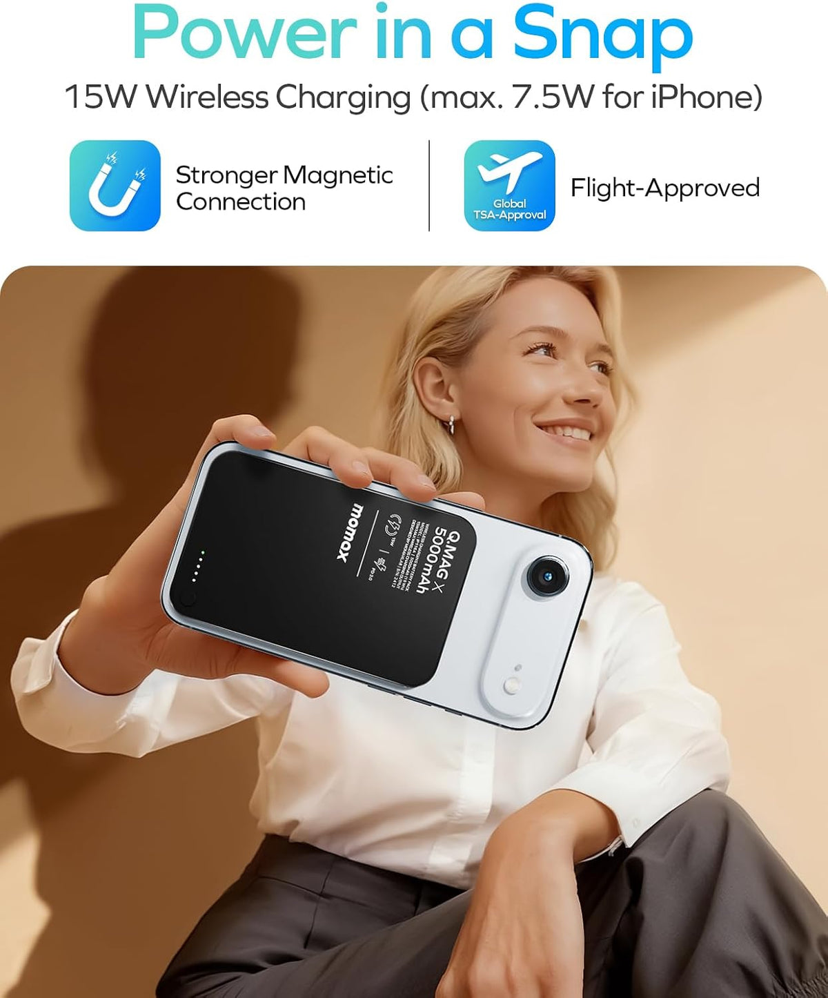 MOMAX Banco inalámbrico magnético del poder, 5000mAh delgado 0,3...