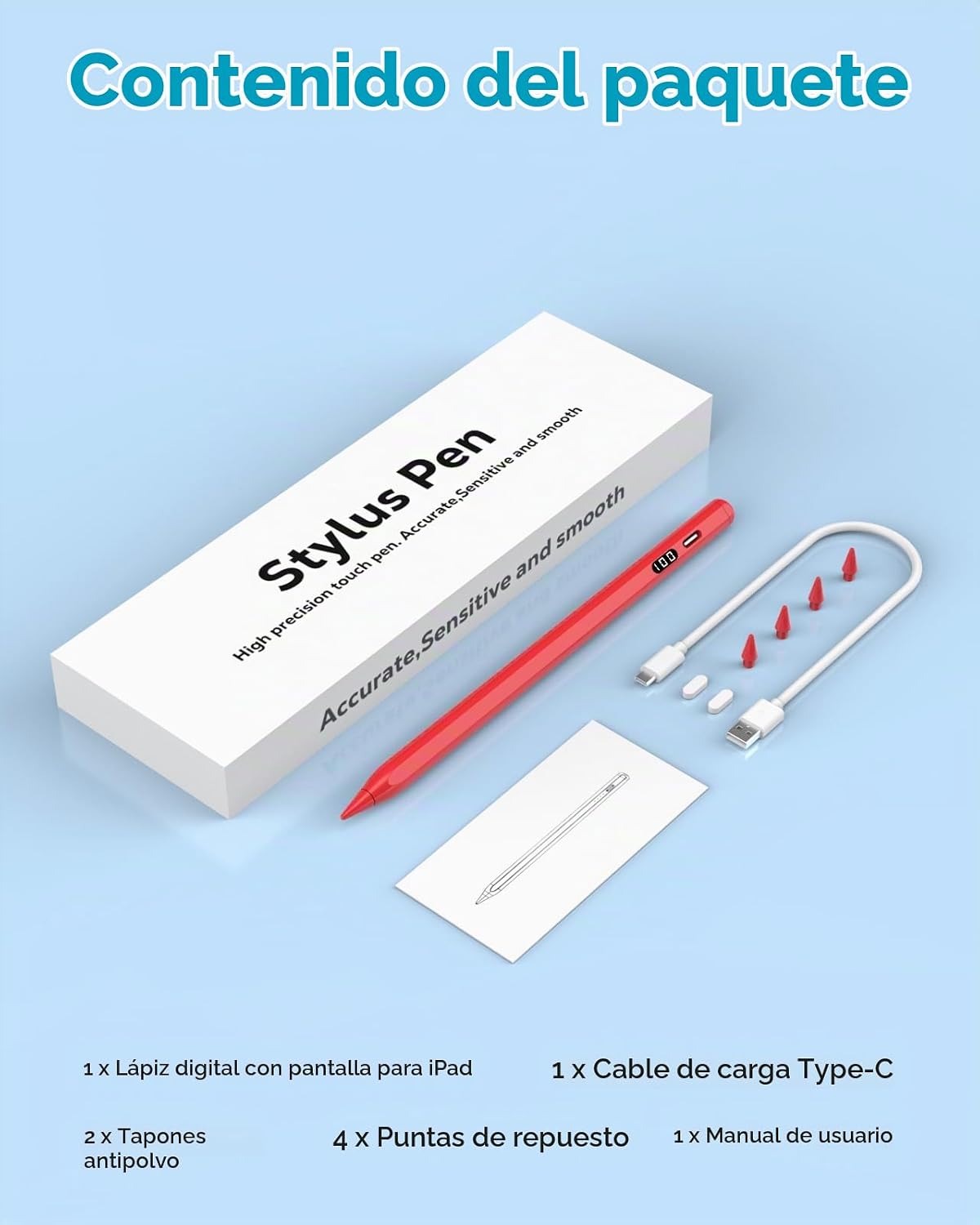 MoKo Lápiz óptico para iPad 2018-2026, lápiz de carga USB-C con pan...
