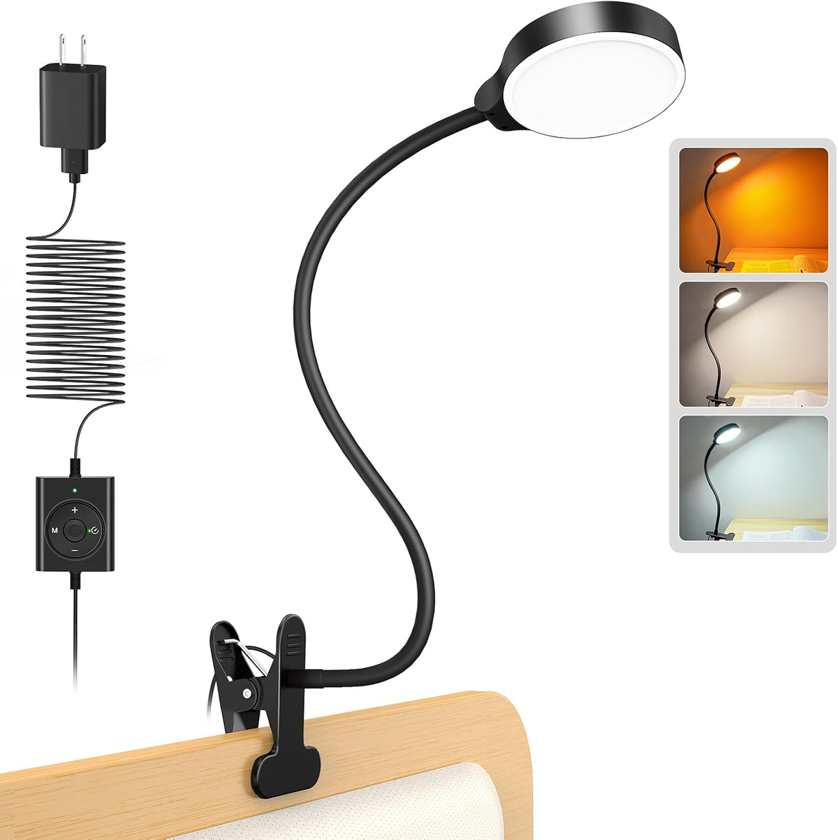 Luz de lectura Glocusent, luz LED para el cuello, luz con clip de 5W