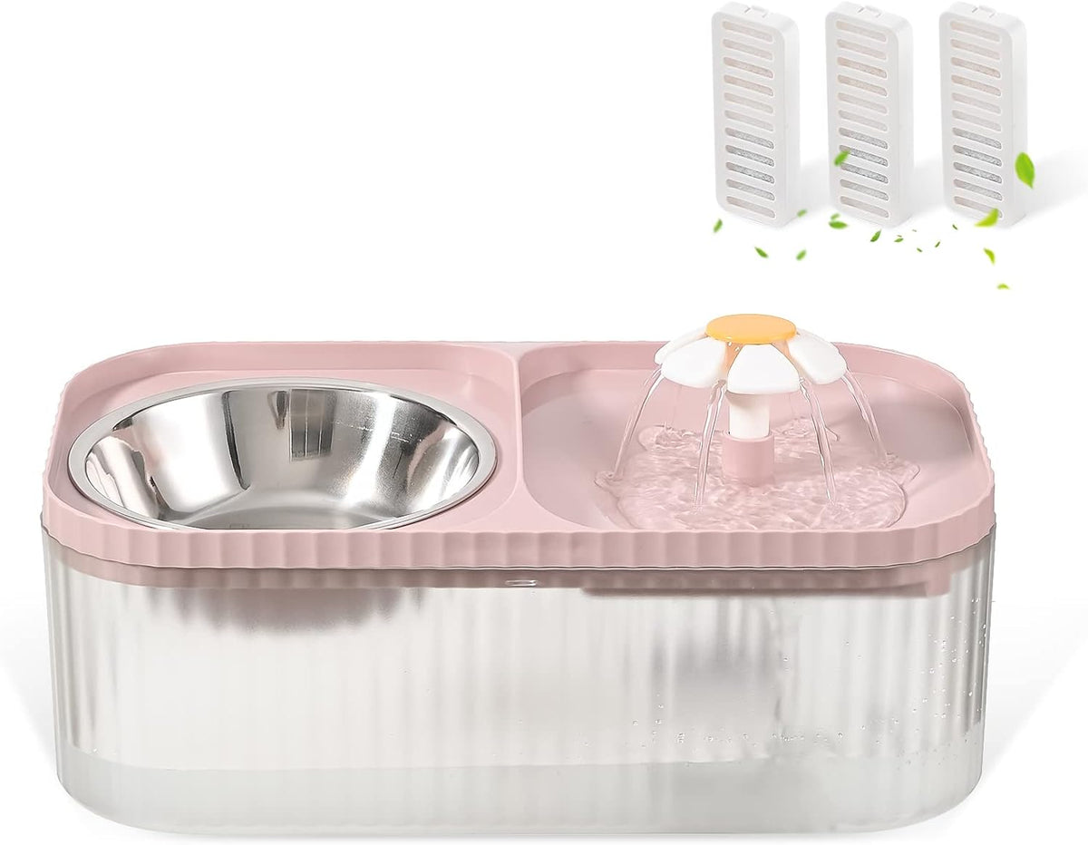 JEERAMIA Fuente de agua para gatos y cuenco de alimentos, dispensad...